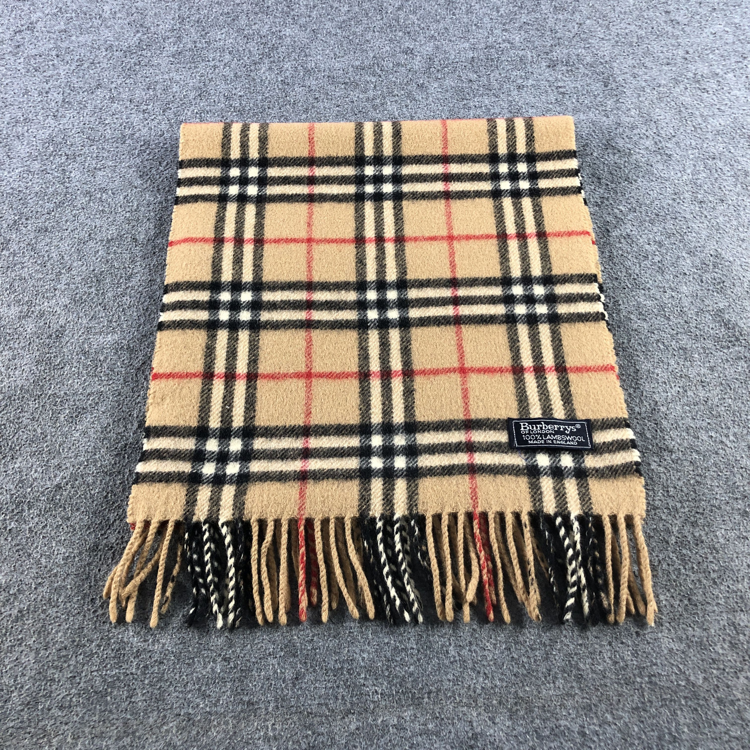 Burberry Burberrys Nova Check Tan Wool Scarf Muffler V2826 Size ONE SIZE - 3 Thumbnail