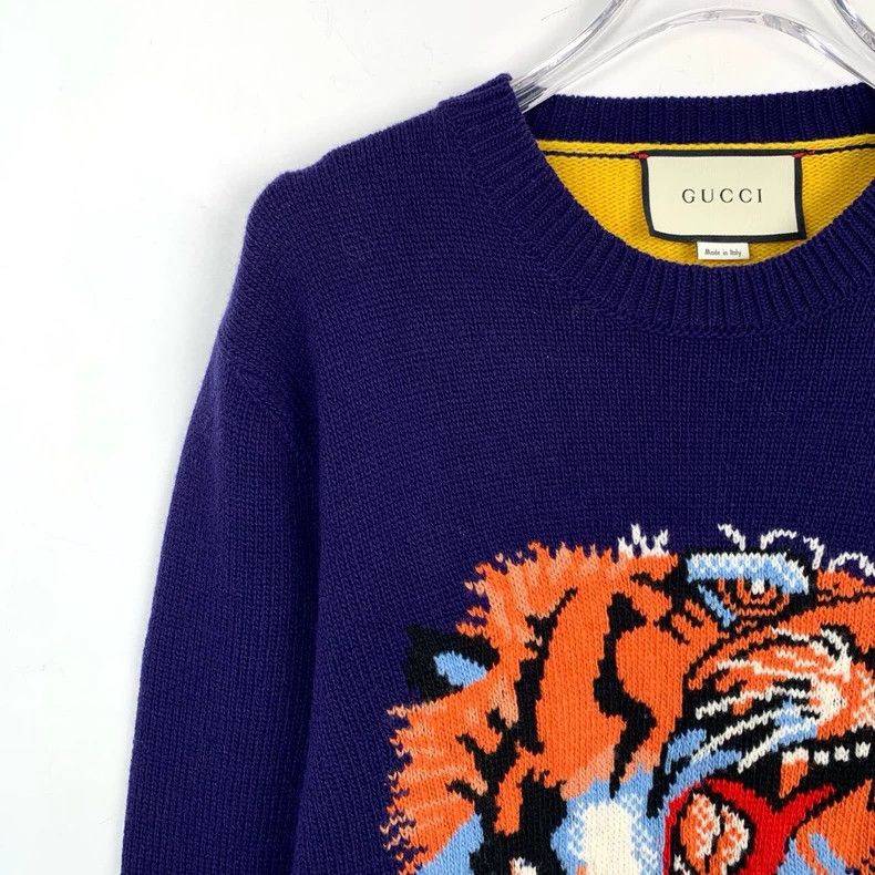 Gucci Gucci Tiger head letter inlaid flower round neck color-bloc Size US M / EU 48-50 / 2 - 3 Thumbnail