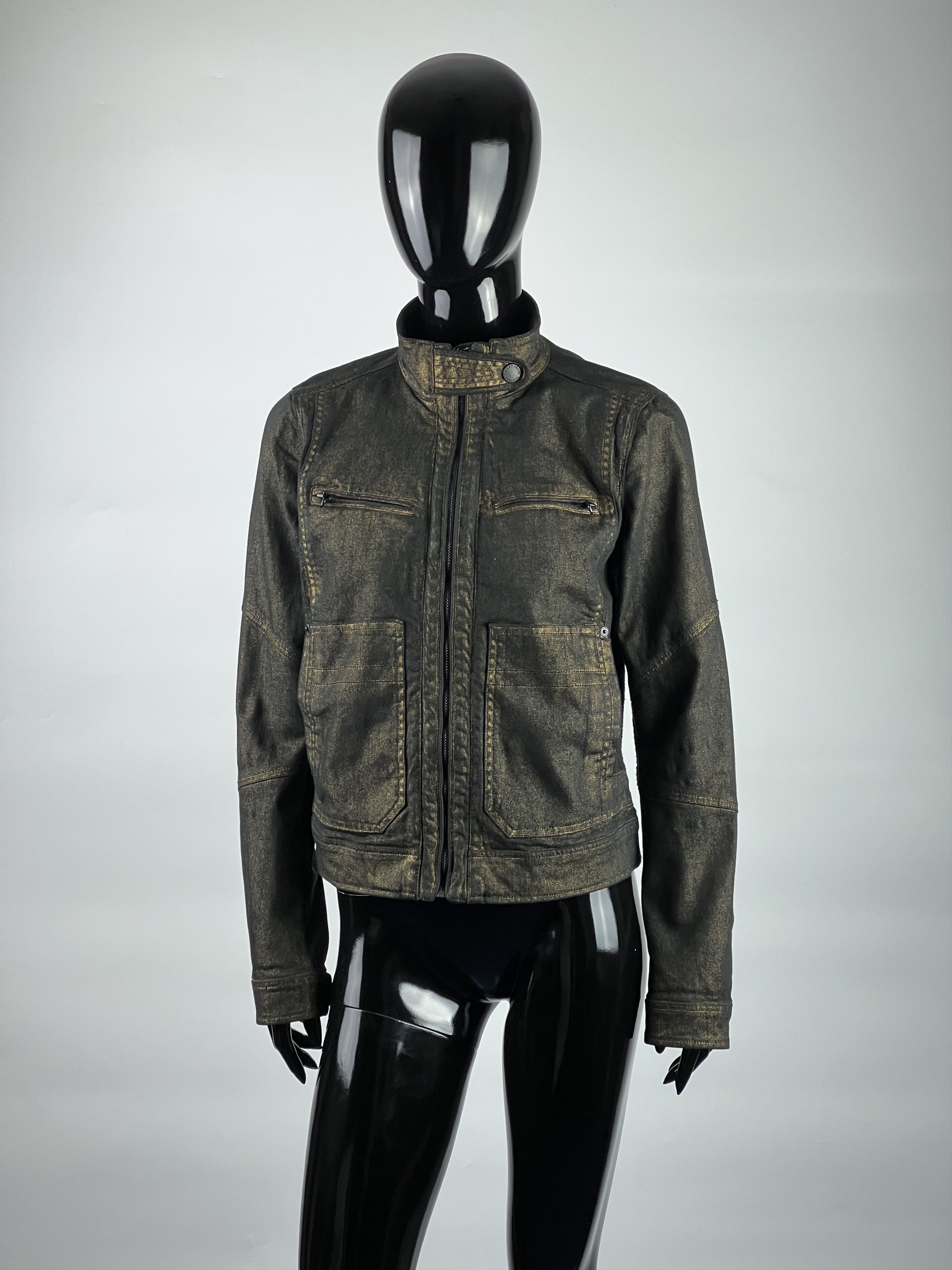 Ralph Lauren Ralph Lauren Women's Black Gold Denim Biker Jacket Size M Size M / US 6-8 / IT 42-44 - 1 Thumbnail