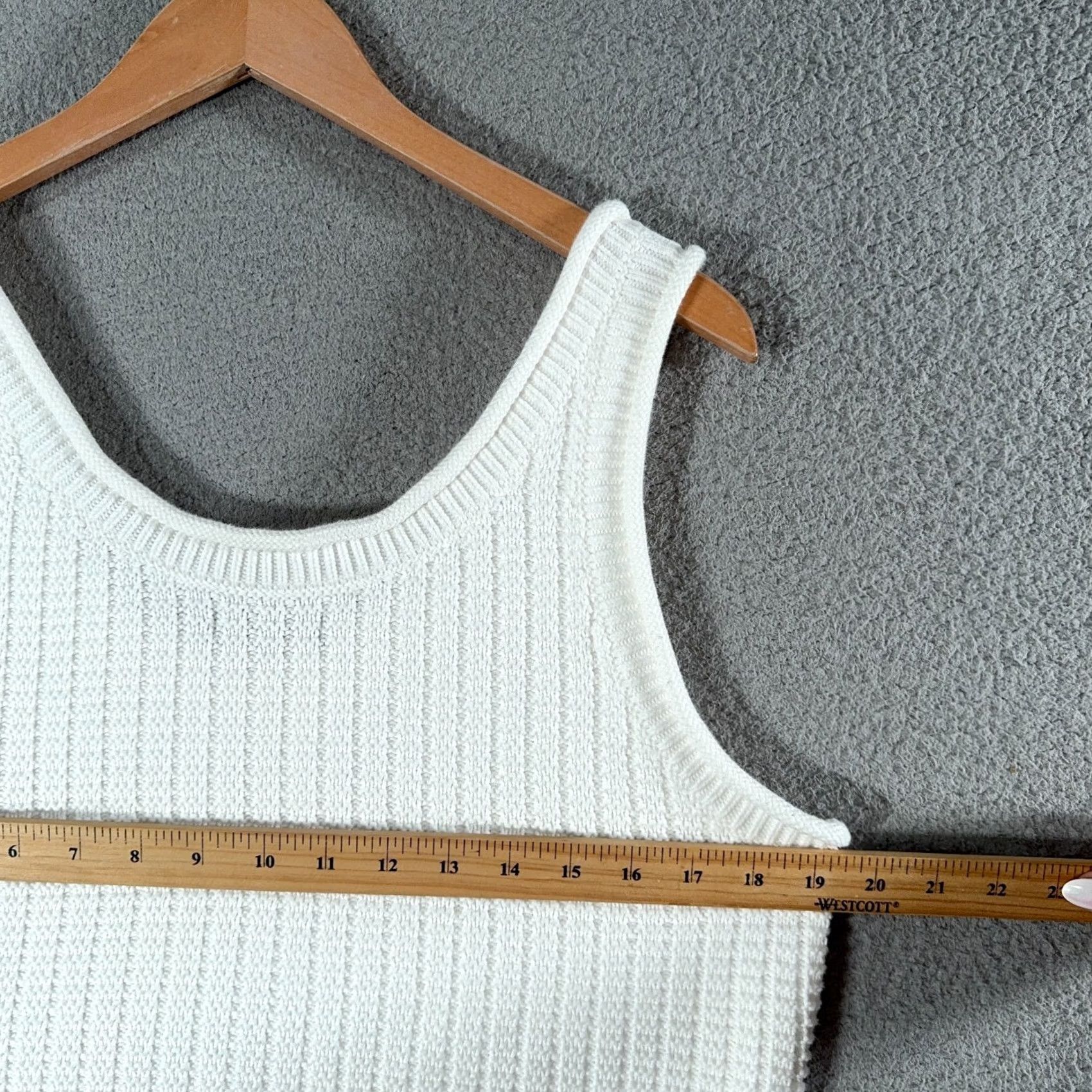 Quince Quince Sweater Tank Top Womens XL White 100% Organic Cotton Cropped Sleeveless Pullover Scoop Neck Size XL / US 12-14 / IT 48-50 - 8 Thumbnail