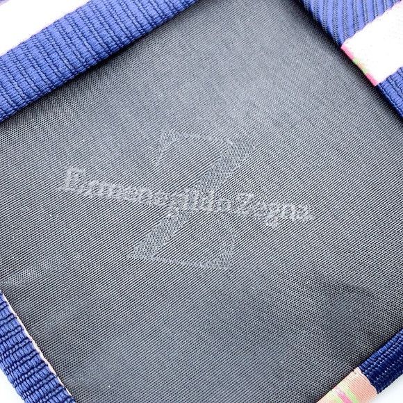 Ermenegildo Zegna Ermenegildo Zegna Navy Tie with Pink and Cream Stripes Size ONE SIZE - 6 Thumbnail