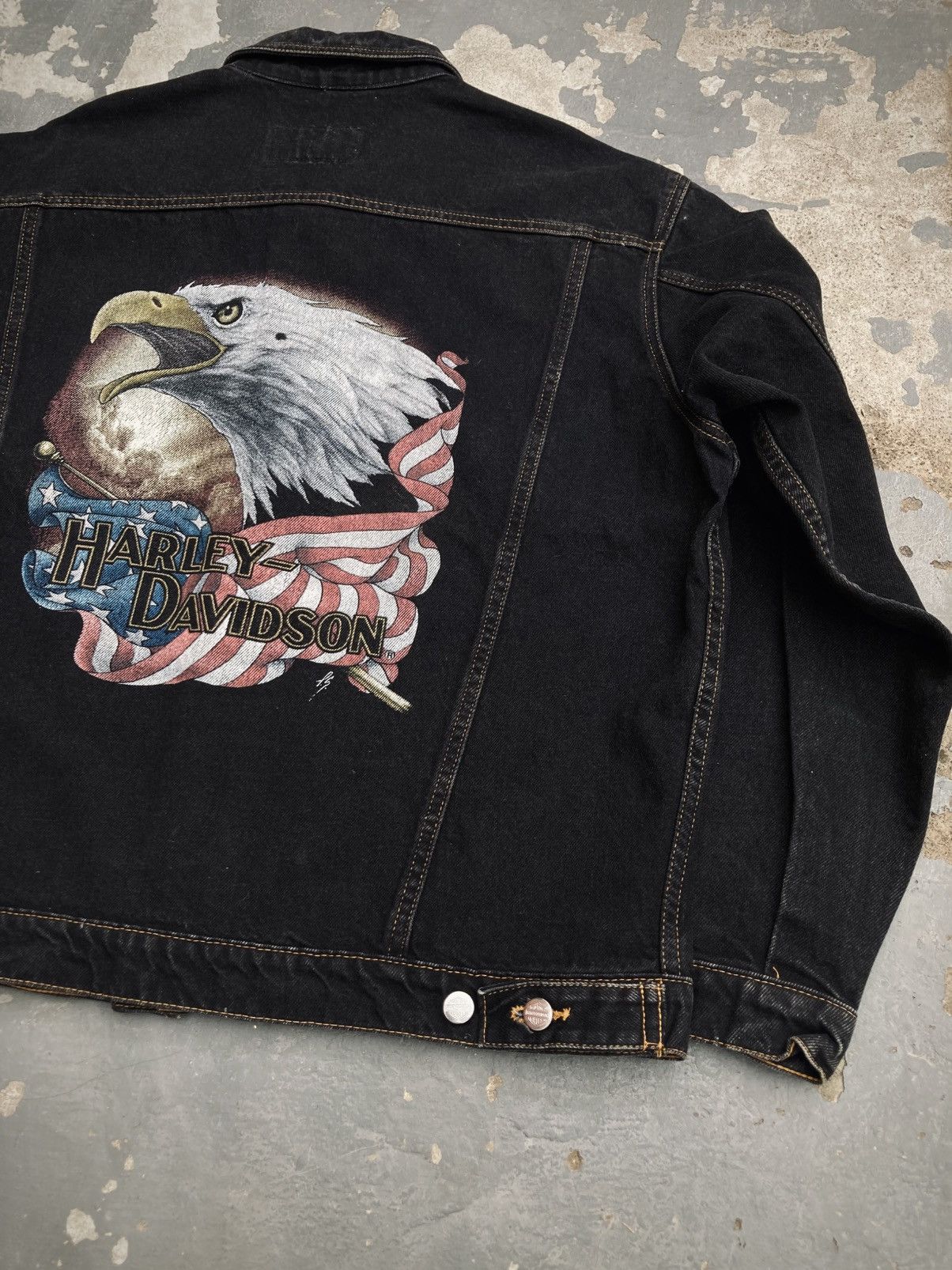 Harley Davidson Vintage Harley Davidson Denim Trucker Jacket Size US XL / EU 56 / 4 - 9 Thumbnail