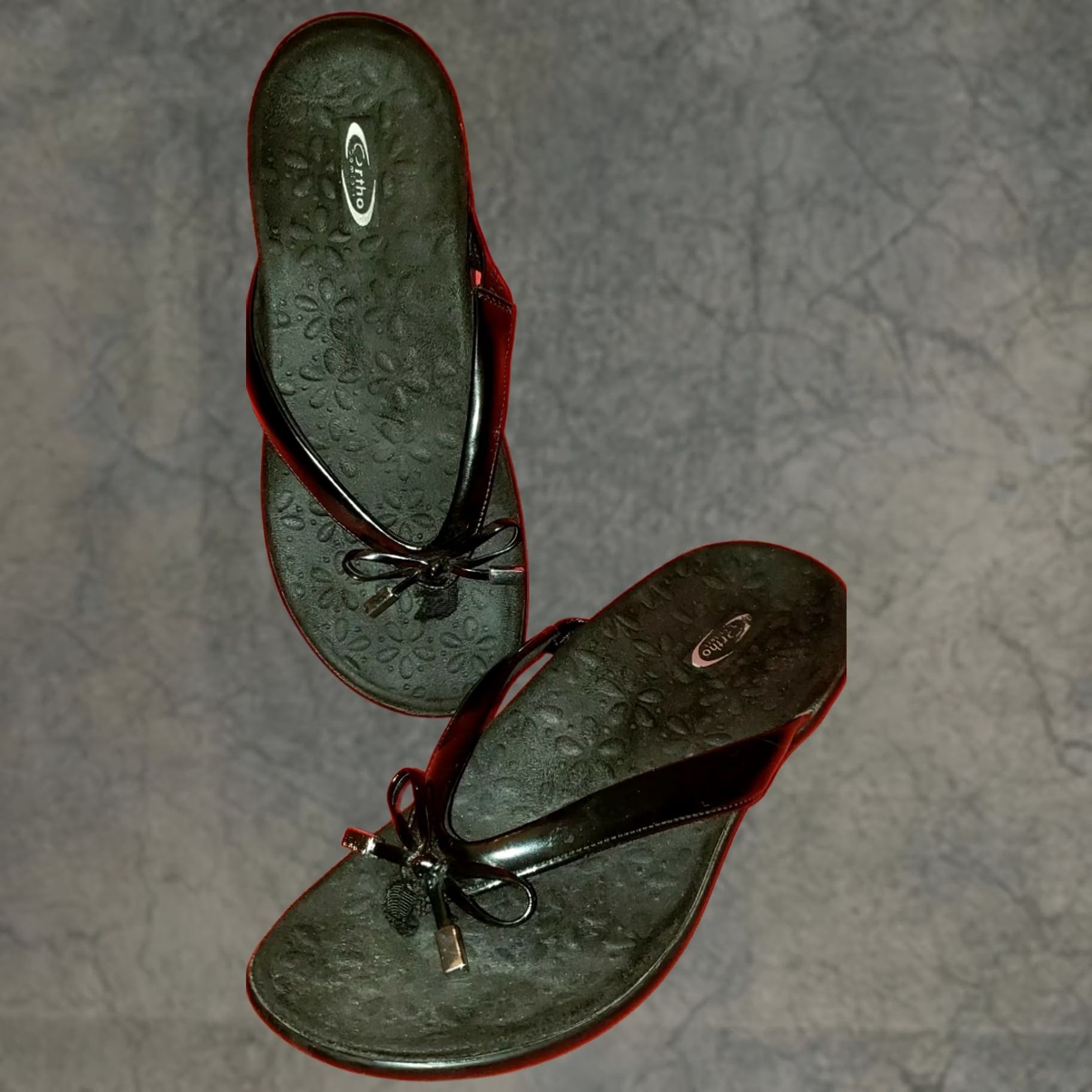 Vintage Ortho Comfort Women's Patent Leather Slide Toe Post Sandals Black Size 7M Size US 7 / IT 37 - 1 Thumbnail