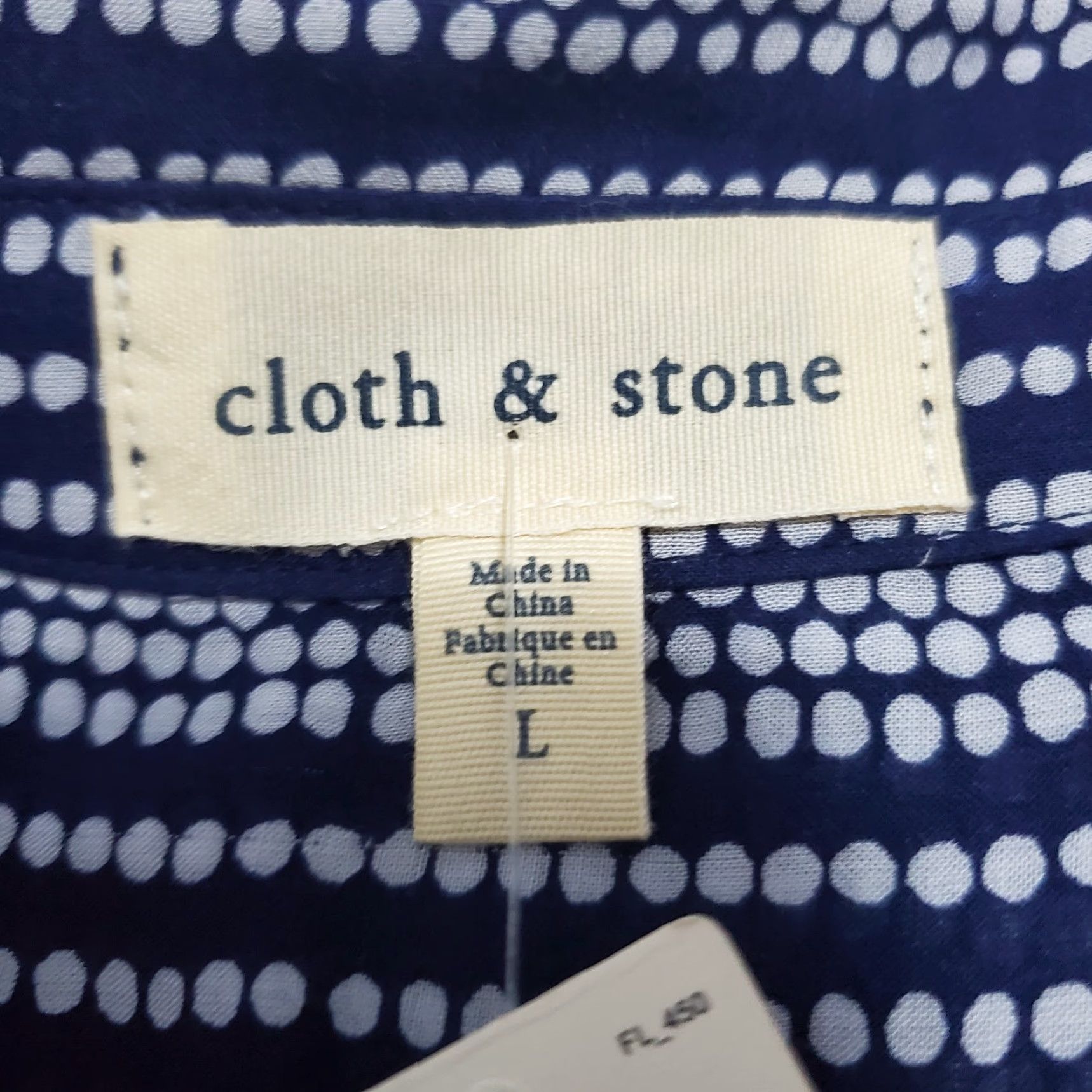 Anthropologie Cloth & Stone Shirt Women L Blue Motif Rayon Relaxed Button Up Top Size L / US 10 / IT 46 - 3 Thumbnail