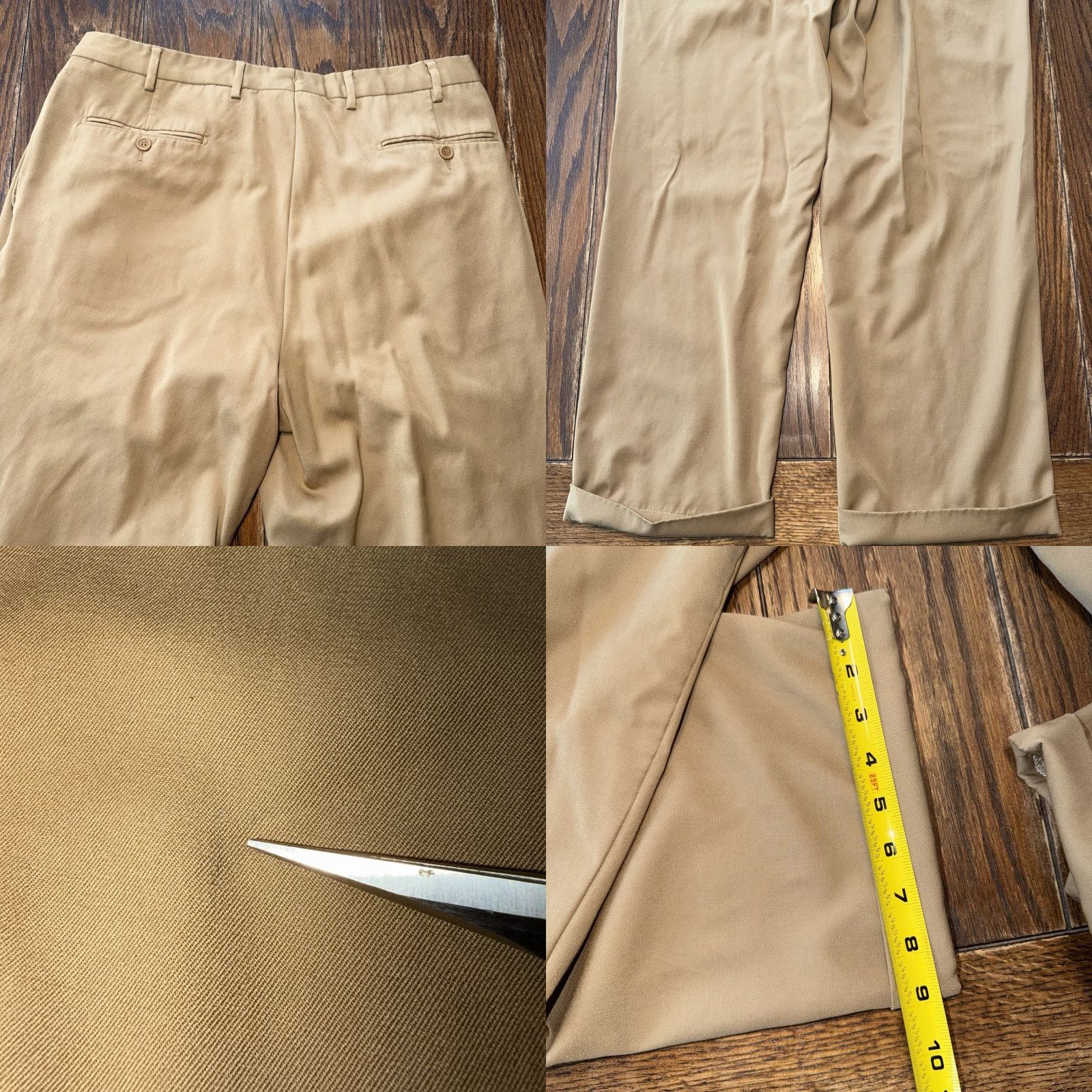 Vintage Ben Silver Charleston Pants Men’s 37x30 Beige Pleated Cuffed Straight 80s USA Men's Dress Pants Size US 38 / EU 54 - 8 Thumbnail