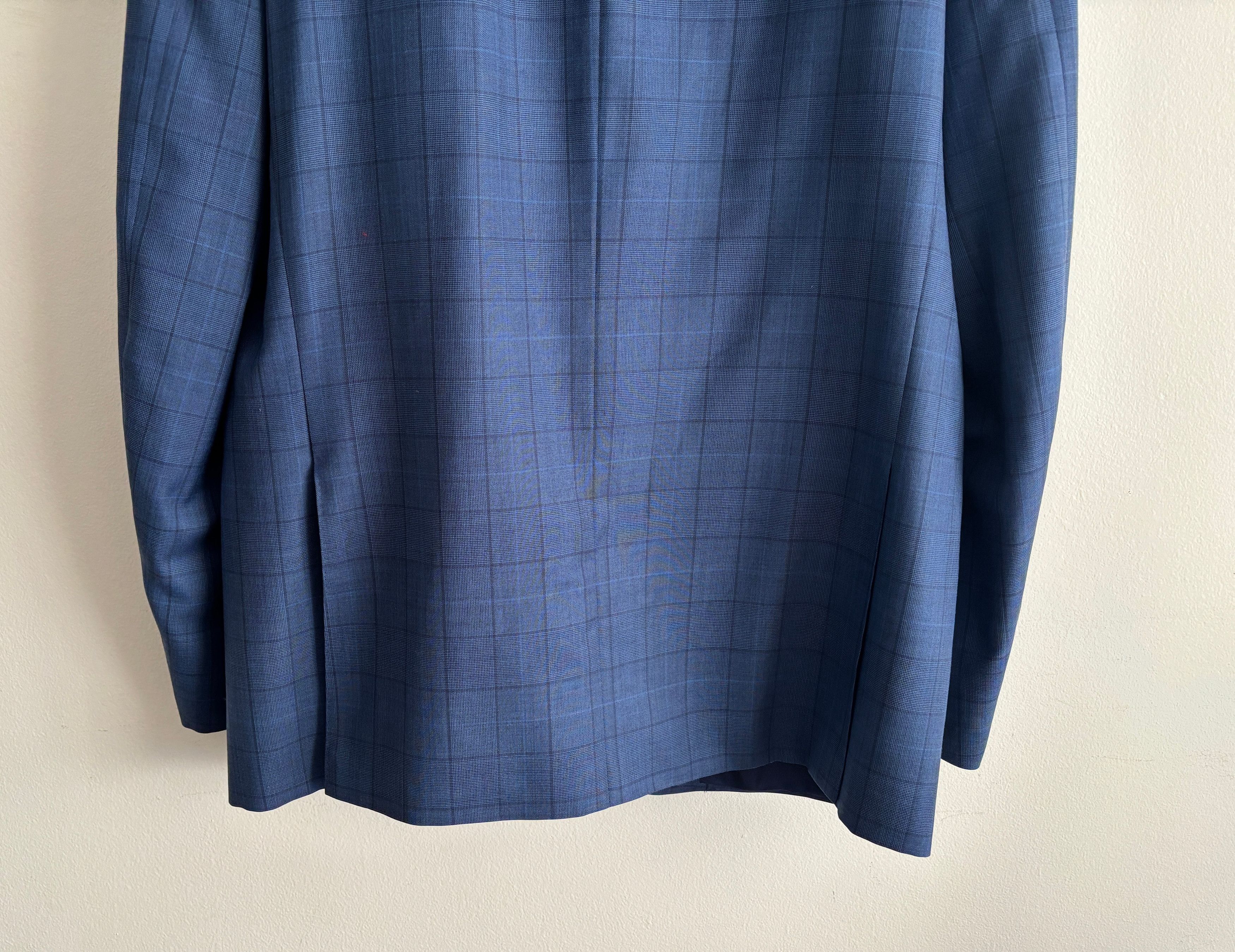 Canali $2100 Windowpane Check Blue Suit - Size 46. Pants 36-37 Size 46R - 13 Thumbnail