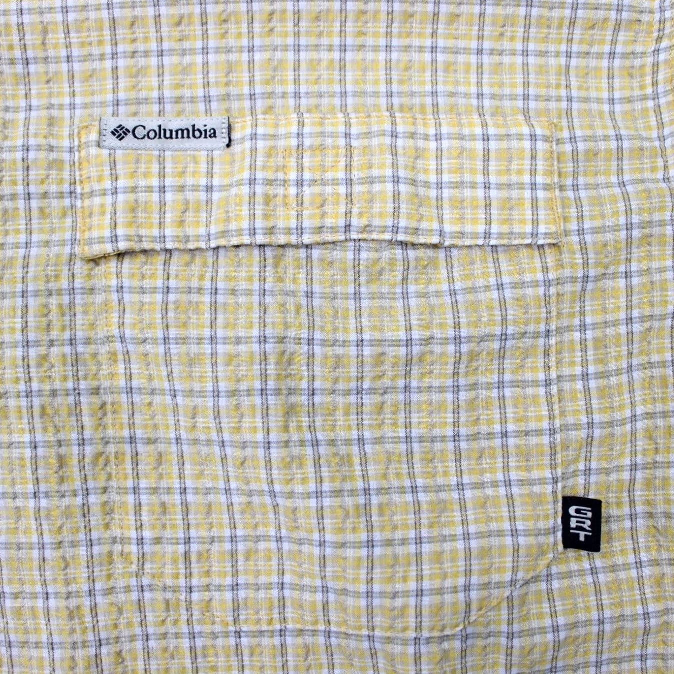 Vintage Columbia GRT Shirt Mens Large Yellow/Blue Seersucker Zip Pocket Short Sleeve Size US L / EU 52-54 / 3 - 6 Thumbnail