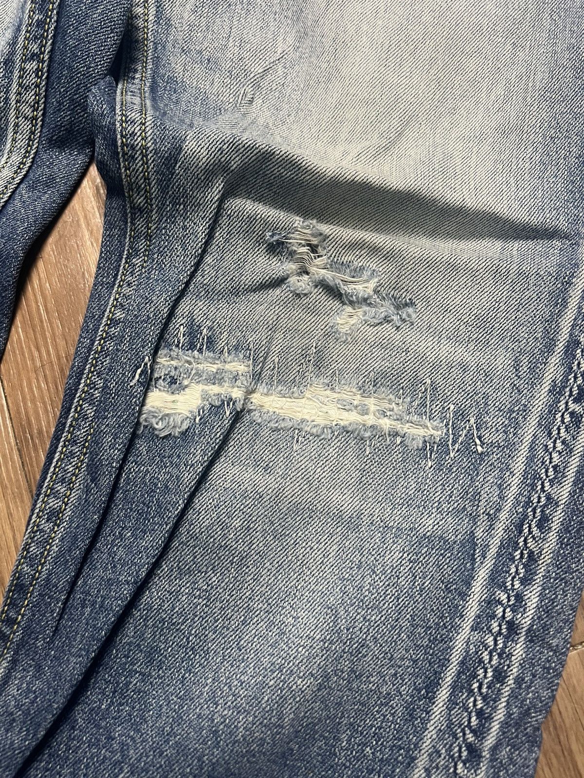Japanese Brand Rodeo Crowns Japan Premium Distressed Denim Jeans (43) Size US 30 / EU 46 - 7 Thumbnail