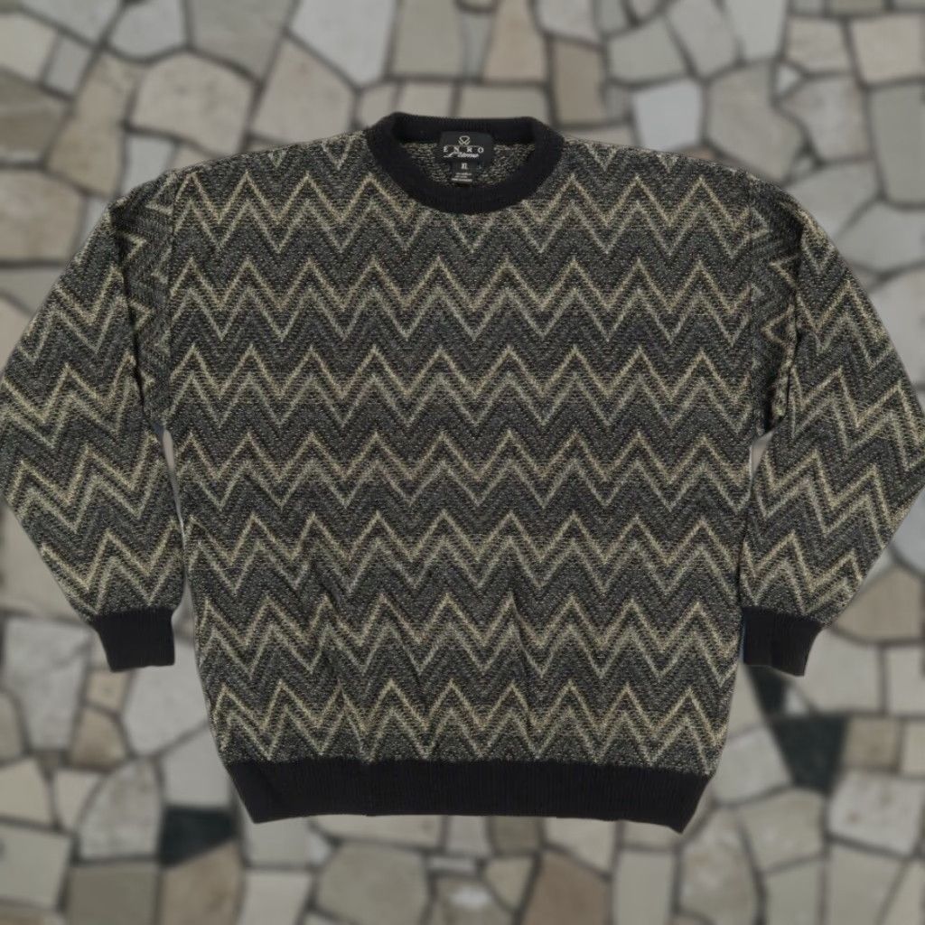 Enro VTG Enro L'Uomo Zig Zag Striped Pullover Sweatshirt Men's XL Size US XL / EU 56 / 4 - 1 Thumbnail