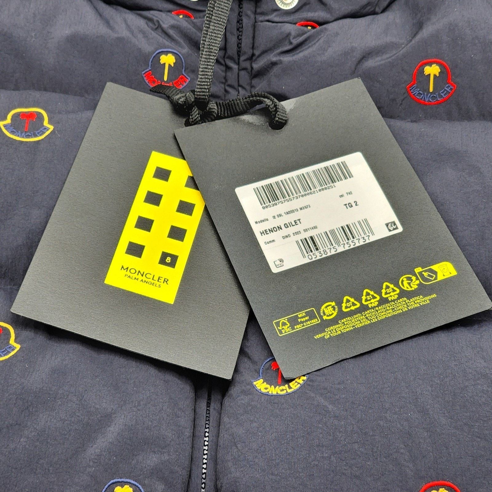 Moncler × Palm Angels Henon Down Men's Gilet Vest Blue Size 2 Medium - NWT Size US M / EU 48-50 / 2 - 10 Thumbnail
