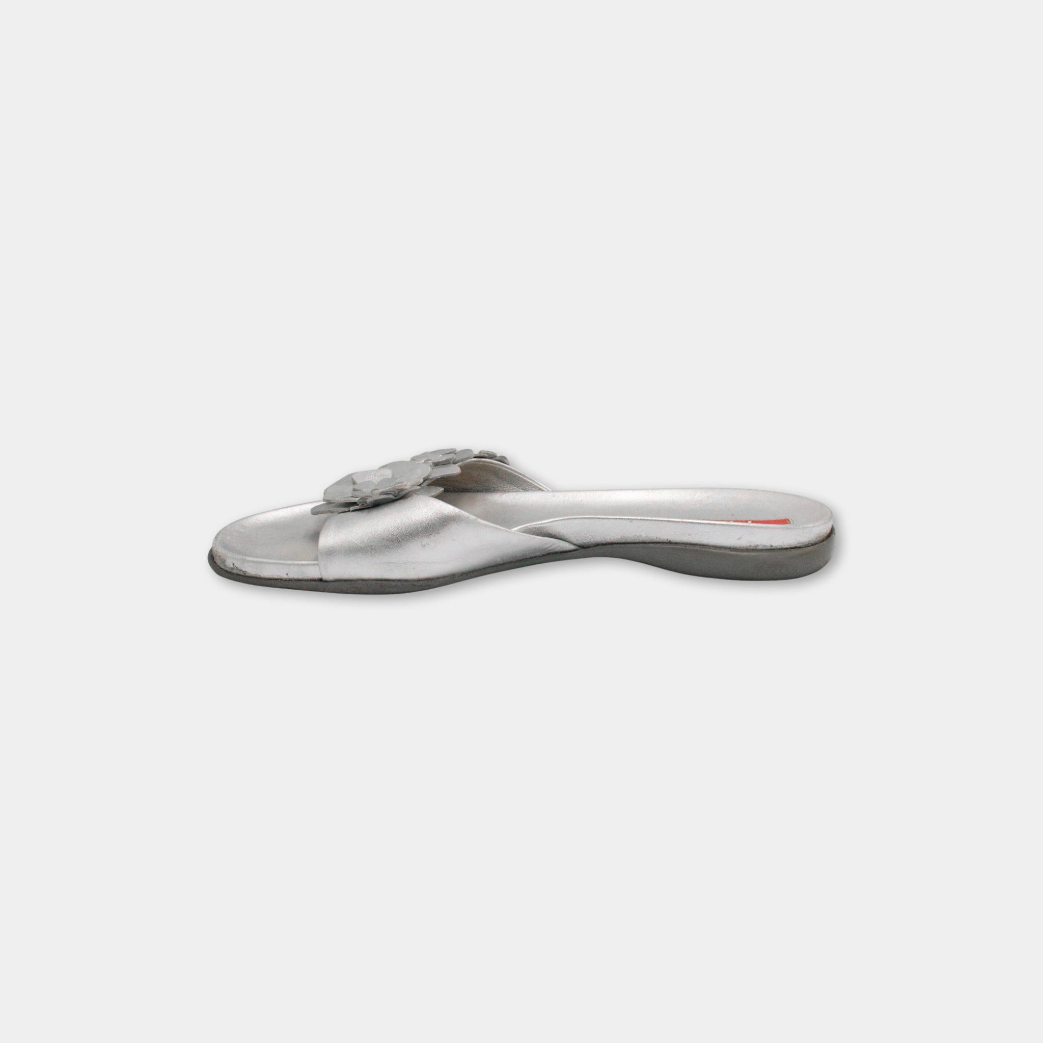 Prada Prada Flower Silver Sandals Size US 8 / IT 38 - 5 Thumbnail