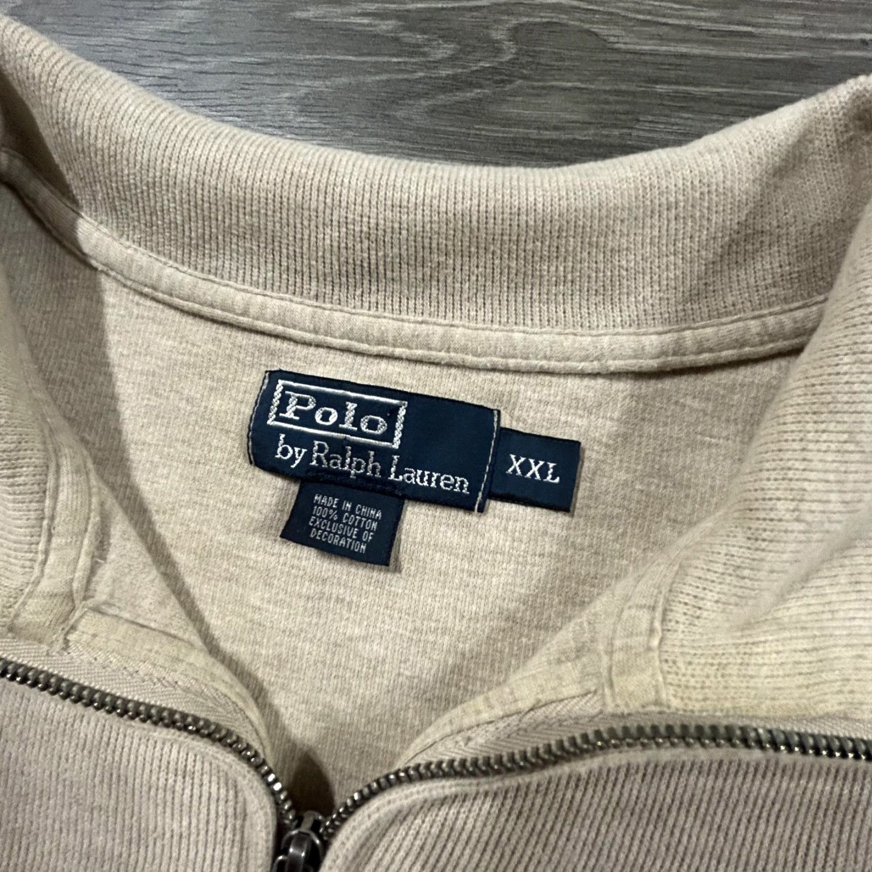 Polo Ralph Lauren VINTAGE Polo Ralph Lauren 1/4 Zip Pullover Sweater Mens XXL Beige 90s Polo Pony Logo Knit Mock Neck Cotton Sweatshirt Size US XXL / EU 58 / 5 - 4 Thumbnail