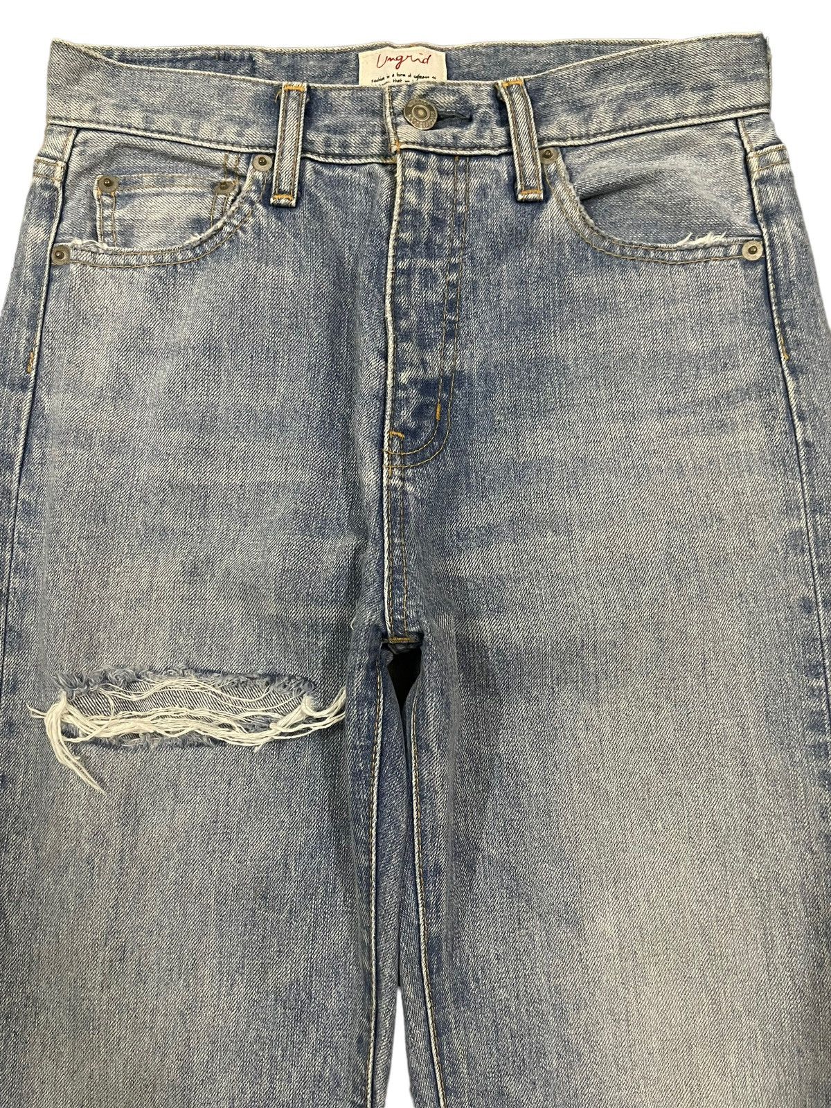 In The Attic Vintage Japanese Brand Blue Wash Distressed Flare Jeans Size US 28 / EU 44 - 3 Thumbnail