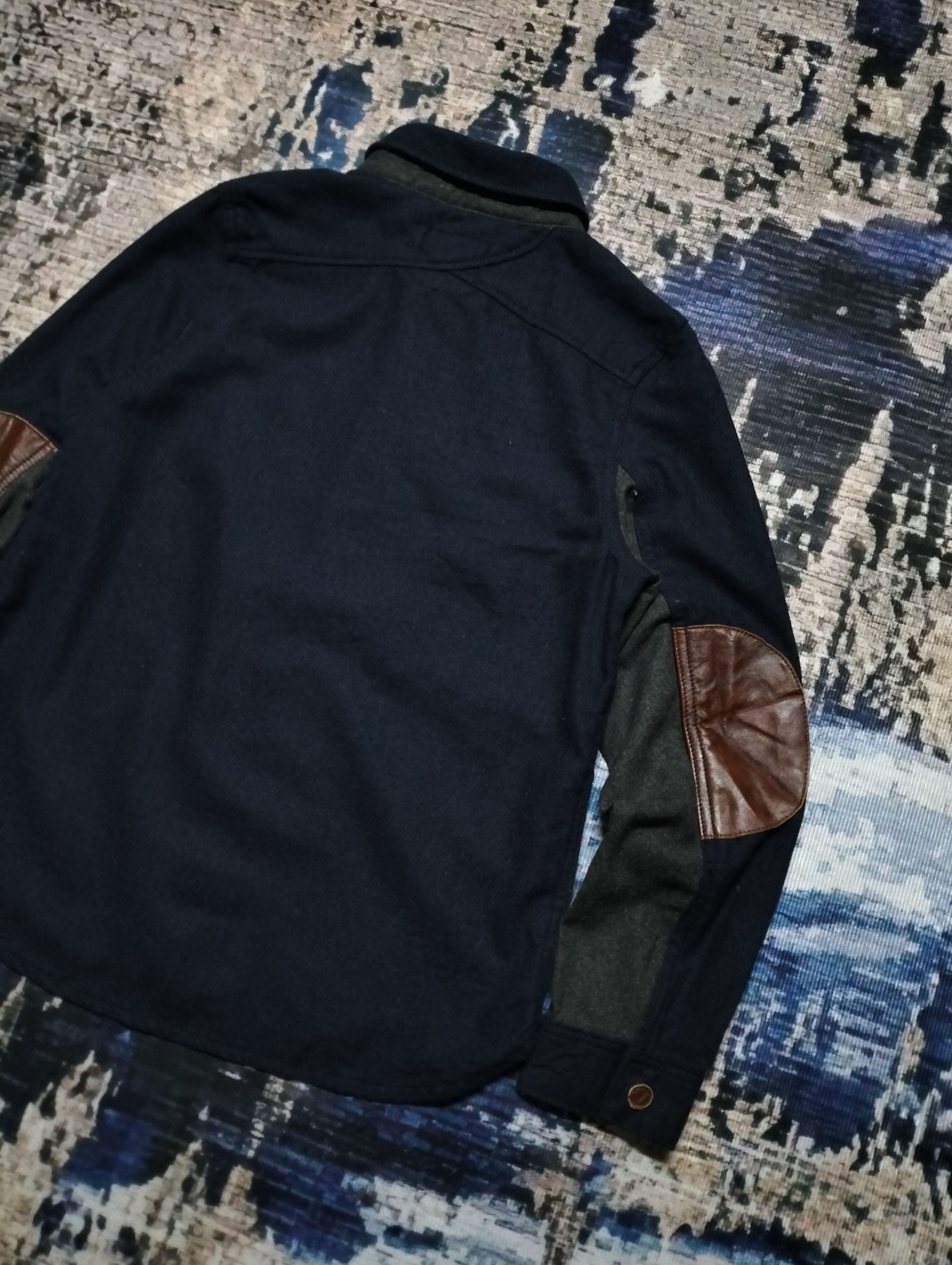 Japanese Brand Clip.Tab Marine Peche Wool Shirt Button Down Leather Part Size US S / EU 44-46 / 1 - 9 Thumbnail