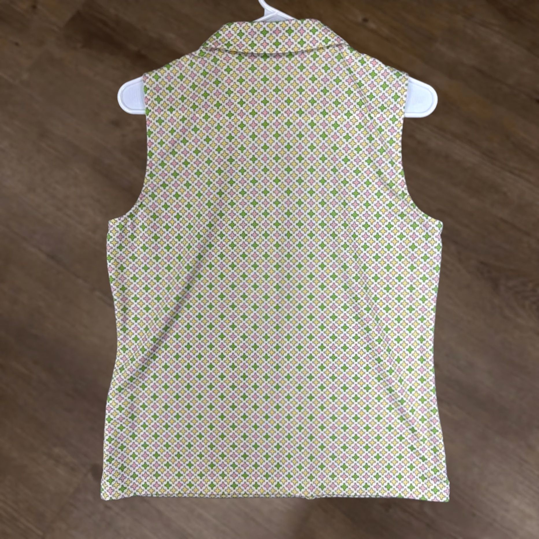 Vintage VINTAGE EP Pro Polo Shirt Womens Medium M Multi Geometric Tour Tech Sleeveless Ladies Size M / US 6-8 / IT 42-44 - 1 Thumbnail