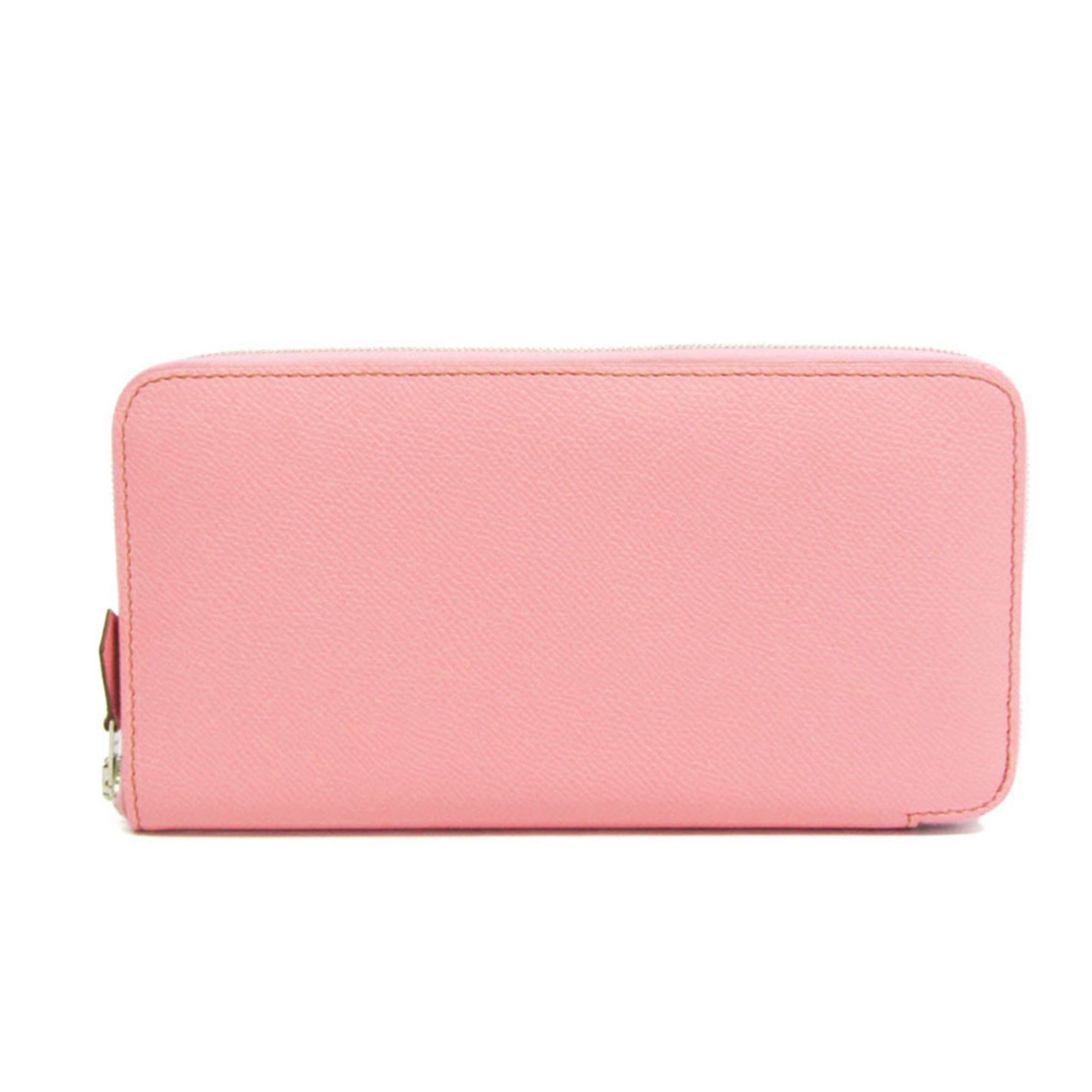 image of Hermes Azap Long Women's Epsom Leather Long Wallet [Bi-Fold] Rose Confetti in Black