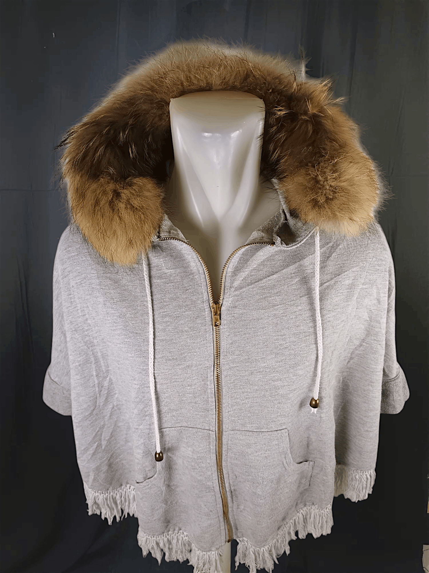 Japanese Brand × Le Grande Bleu (L.G.B.) "F" Vintage Fur Zipper Hoodie Tassel Poncho Size US L / EU 52-54 / 3 - 18 Thumbnail
