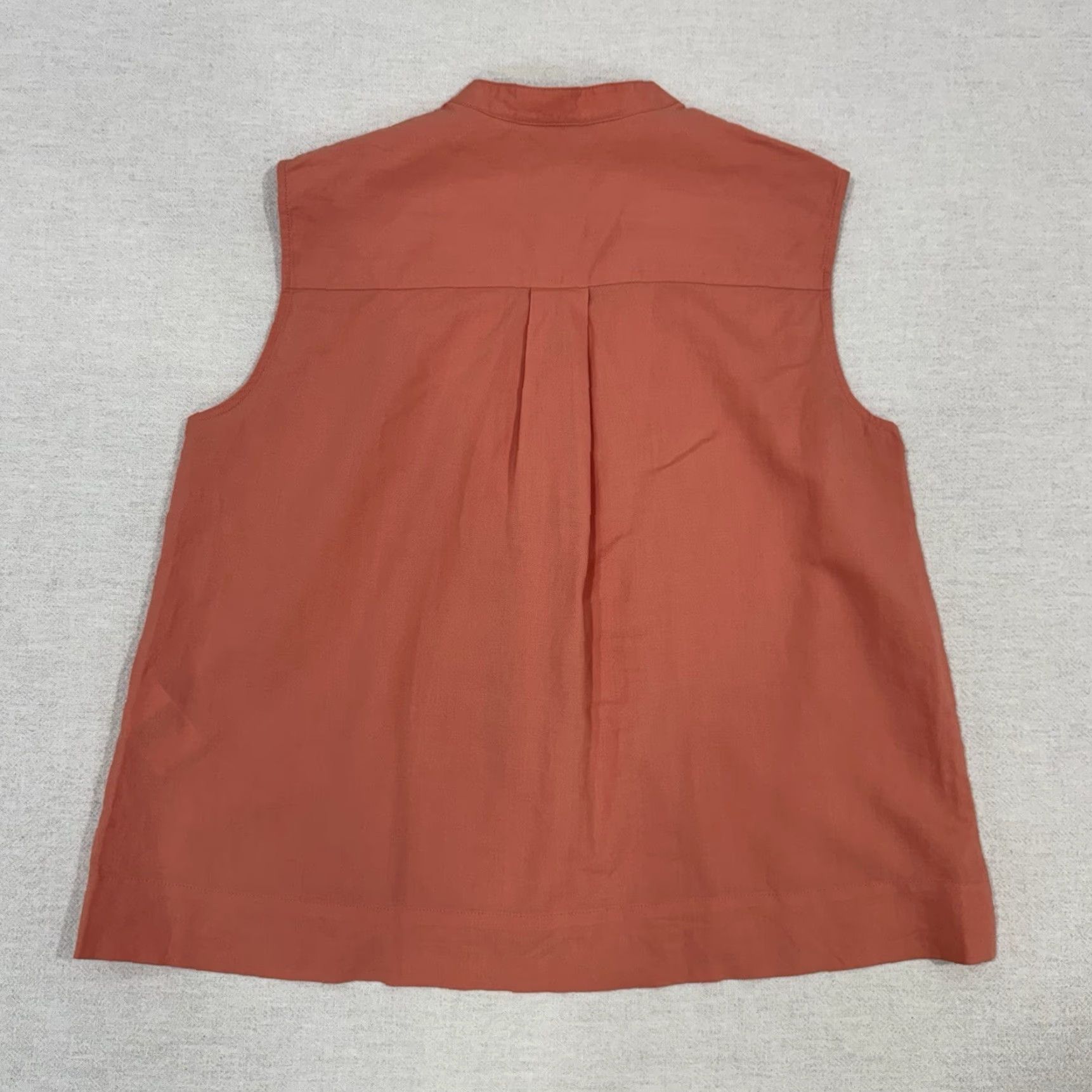Uniqlo Uniqlo Blouse Shirt Womens Sleeveless Round Neck Button Relaxed Fit Peach Red Linen Cotton Viscose M Regular Size M / US 6-8 / IT 42-44 - 3 Thumbnail