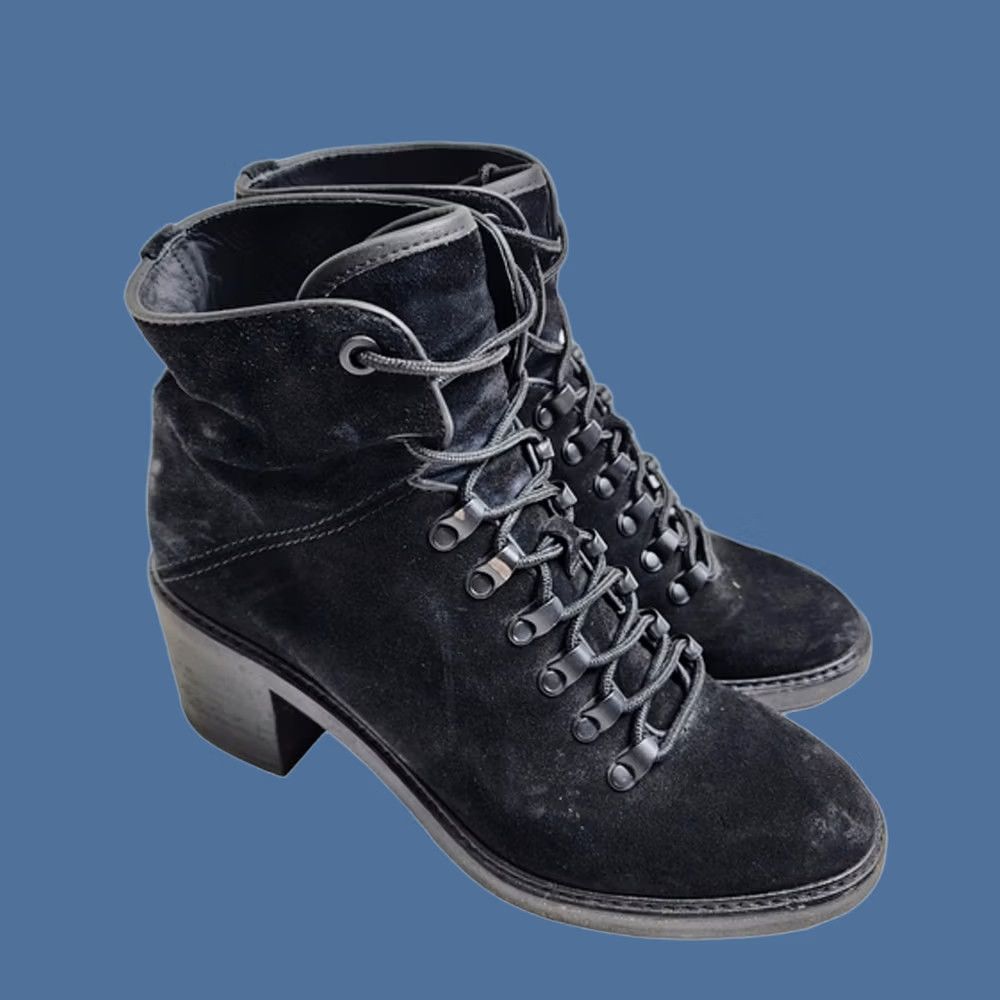 Vince VINTAGE VINCE Falco Boot Black Suede Hiking Combat Military Heel Size 7 Womens Size US 7 / IT 37 - 1 Thumbnail