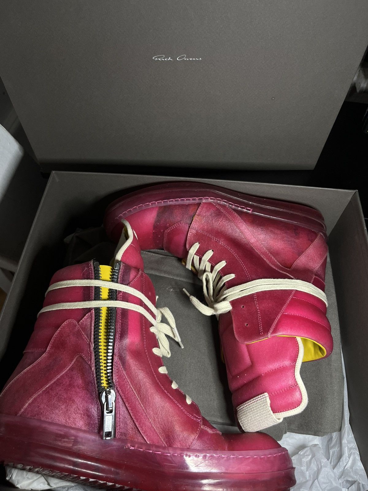 Rick Owens Rick Owens Geobasket Sneaker High Hot Pink Clear Size US 11 / IT 41 - 9 Thumbnail