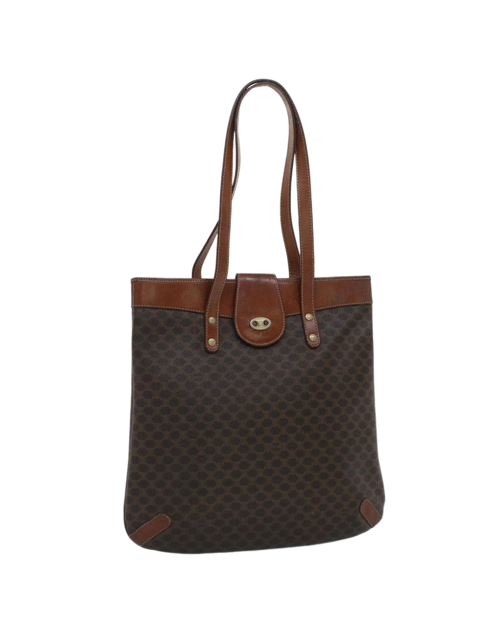 image of Celine Brown Canvas Shoulder Bag, Women's