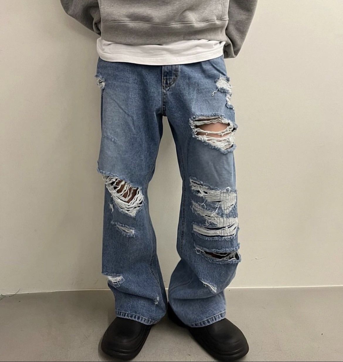 Hysteric Glamour MUSE Ripped Washed Wide Denim Pants Size US 32 / EU 48 - 13 Thumbnail