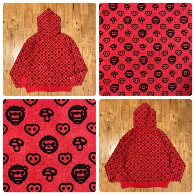 Bape BAPE BABY MILO “JUNK FOOD” RED FULL ZIP HOODIE 2005 NIGO