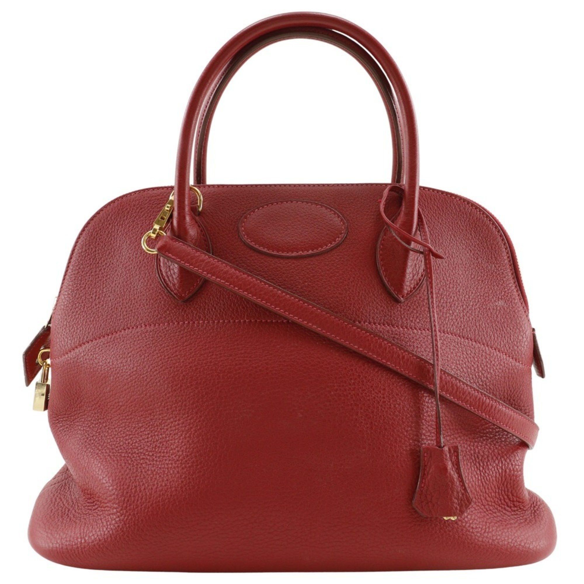 Hermes Hermes Bolide 35 Handbag Shoulder Bag Taurillon Clemence 2003 Red / □G 2way A5 Women's Size ONE SIZE - 1 Thumbnail