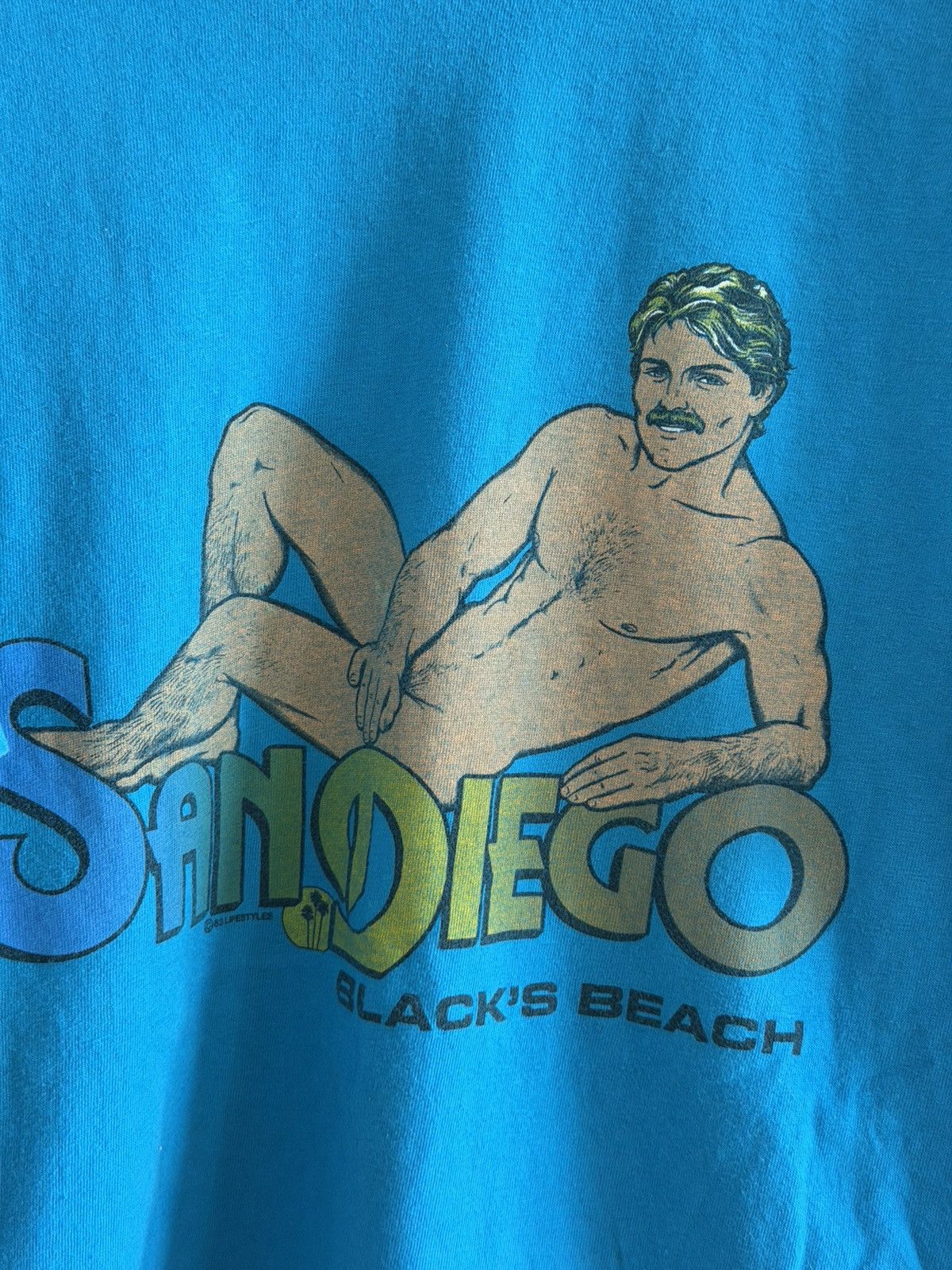 Vintage *RARE* 1983 80s SAN DIEGO BLACK’S BEACH NUDE NAKED DUDE TEE Size US L / EU 52-54 / 3 - 8 Thumbnail
