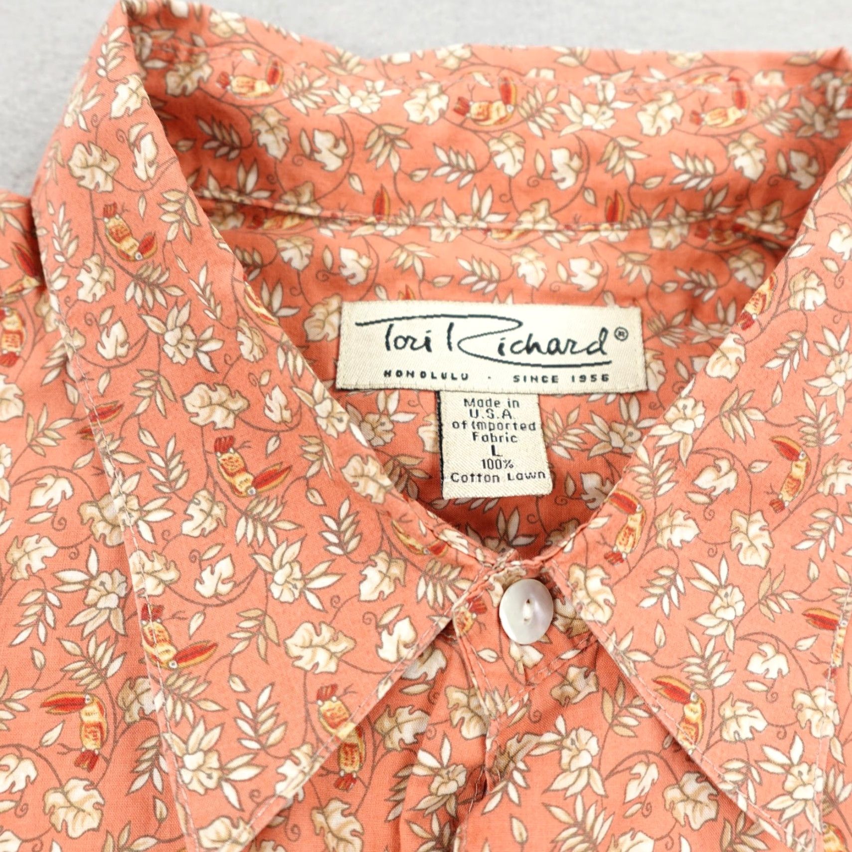 Tori Richard Tori Richard Shirt Mens XL Orange Floral Hawaiian Camp Button-Up Tropical Beach Casual Mens Size US XL / EU 56 / 4 - 2 Thumbnail