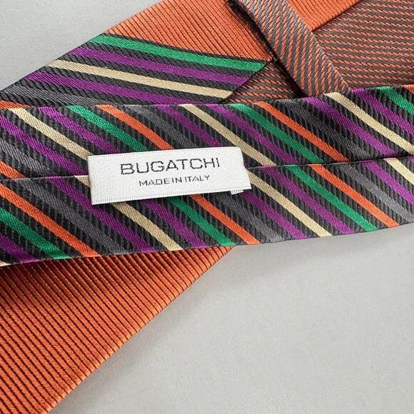 BUGATCHI Bugatchi Tangerine / Purple Striped Men's Tie 3 1/4" x 60" Size ONE SIZE - 6 Thumbnail
