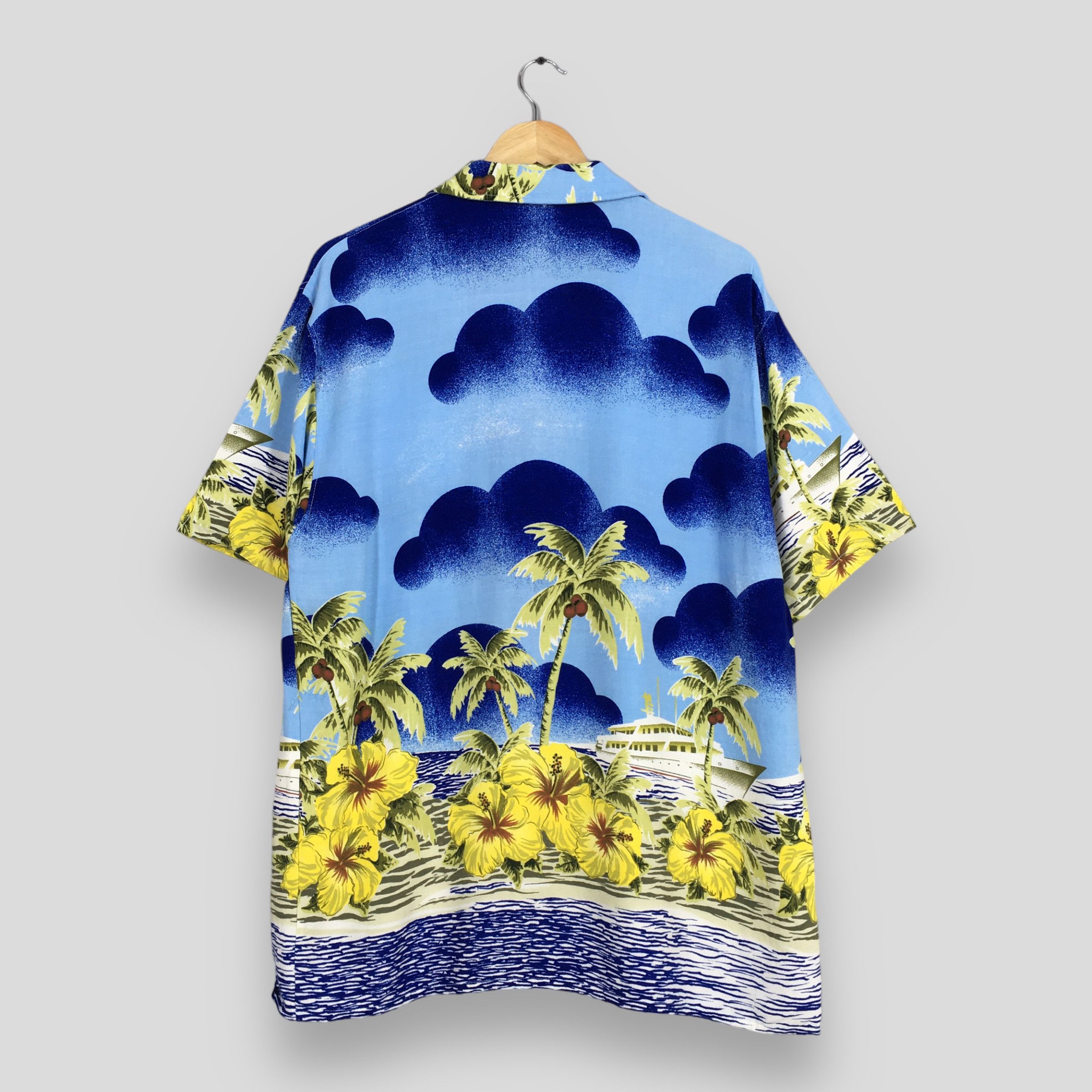 Vintage Vintage 90's Hawaiian Aloha Tropical Blue Shirt XLarge Size US XL / EU 56 / 4 - 7 Thumbnail