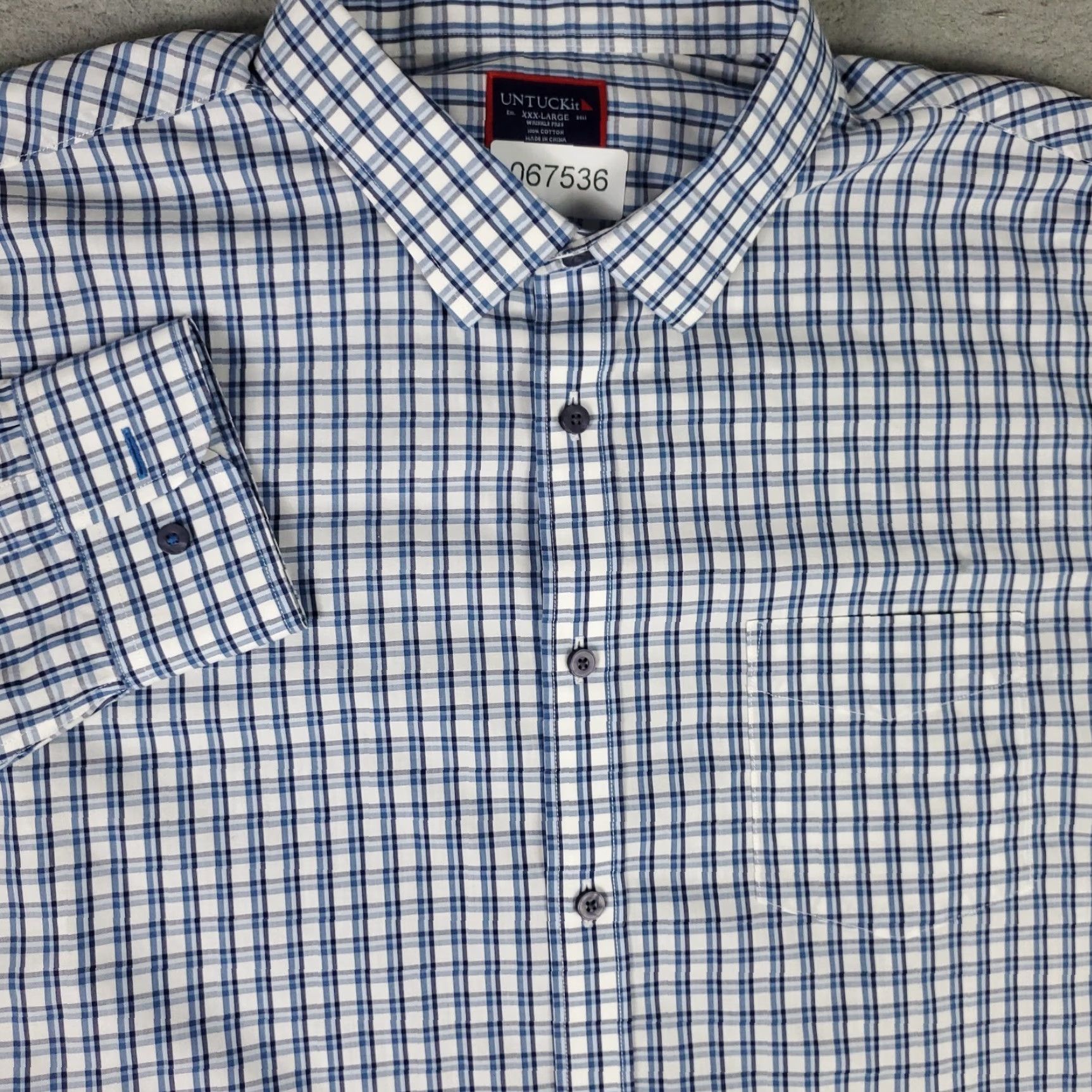 UNTUCKit UNTUCKit Shirt Mens 3XL Blue White Plaid Button Up Long Sleeve Shirt Size US XXL / EU 58 / 5 - 2 Thumbnail