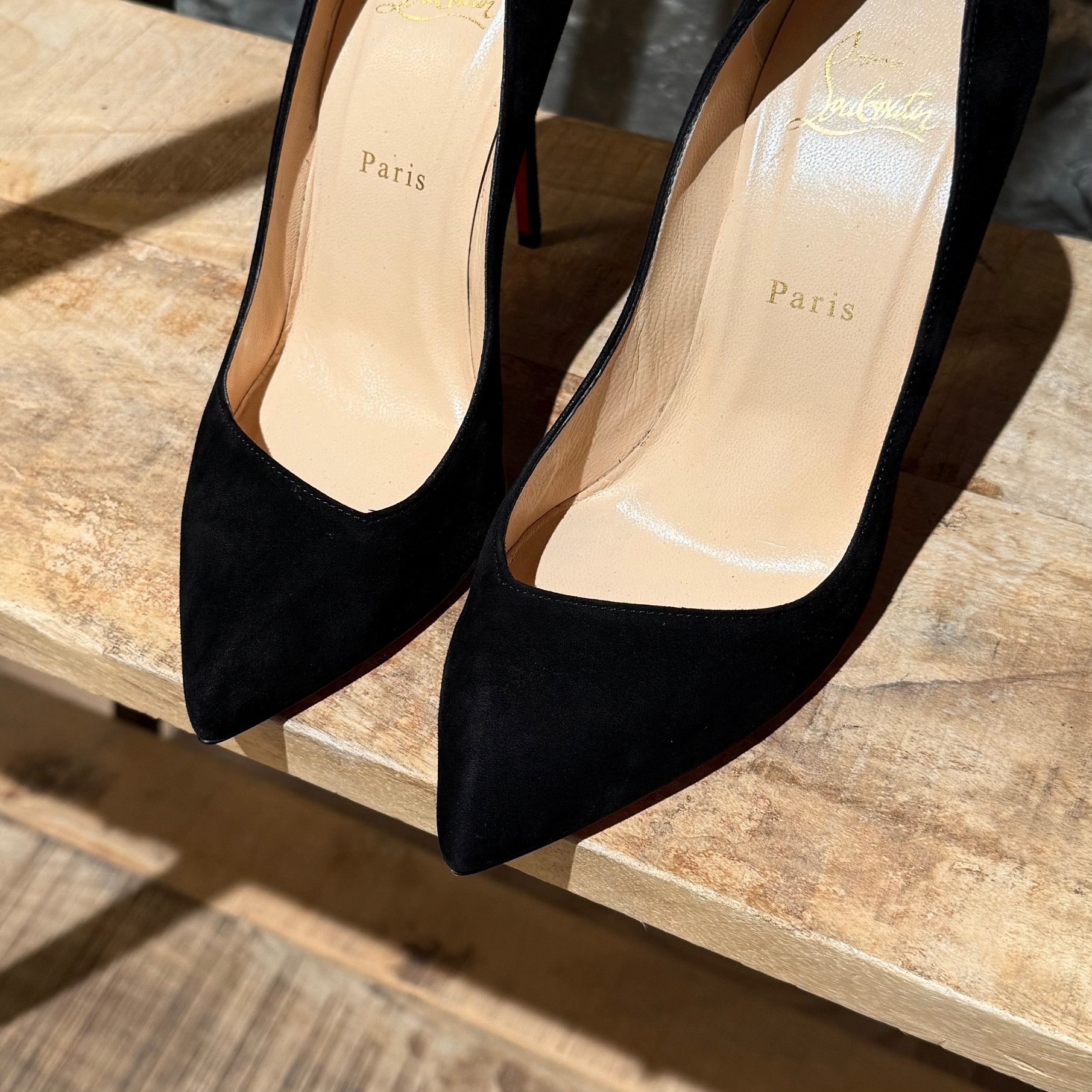 Christian Louboutin Christian Louboutin Black Suede Corneille 100 Pumps Size US 8 / IT 38 - 4 Thumbnail