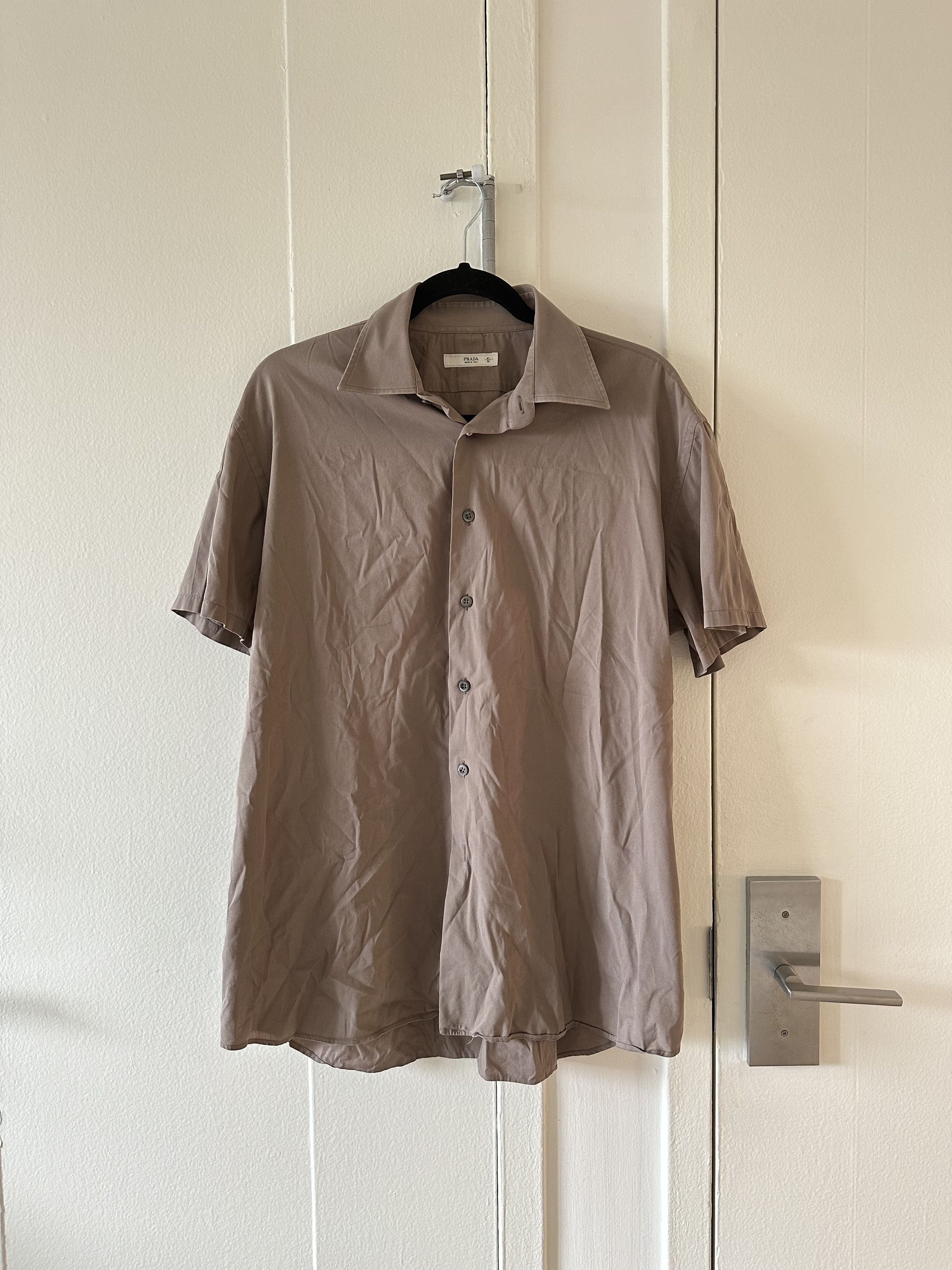 image of Prada Short Sleeve Button Up Shirt in Brown, Men's (Size XL)