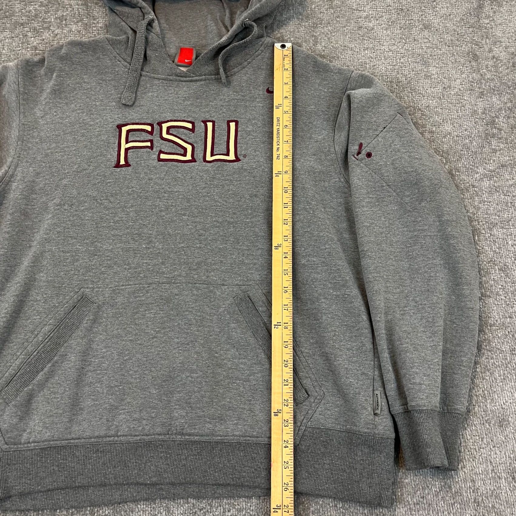 Nike VINTAGE Nike FSU Hoodie Mens S / L Gray Sweatshirt VTG Florida State University Swoosh Pullover Hooded Size US S / EU 44-46 / 1 - 7 Thumbnail