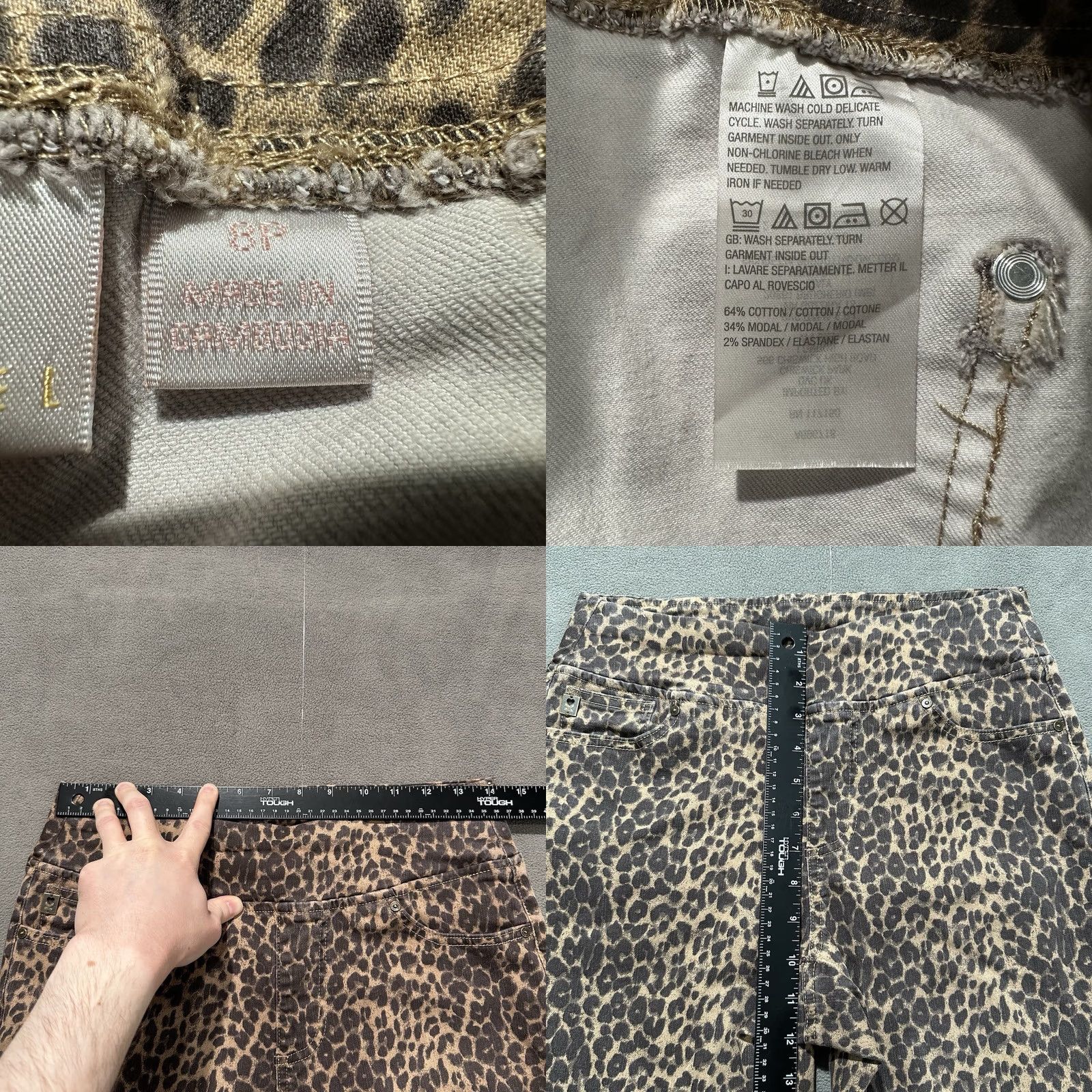 Vintage Belle by Kim Gravel Pants Womens 8P Petite Brown Leopard Print Bootcut Stretch Size 30" / US 8 / IT 44 - 8 Thumbnail