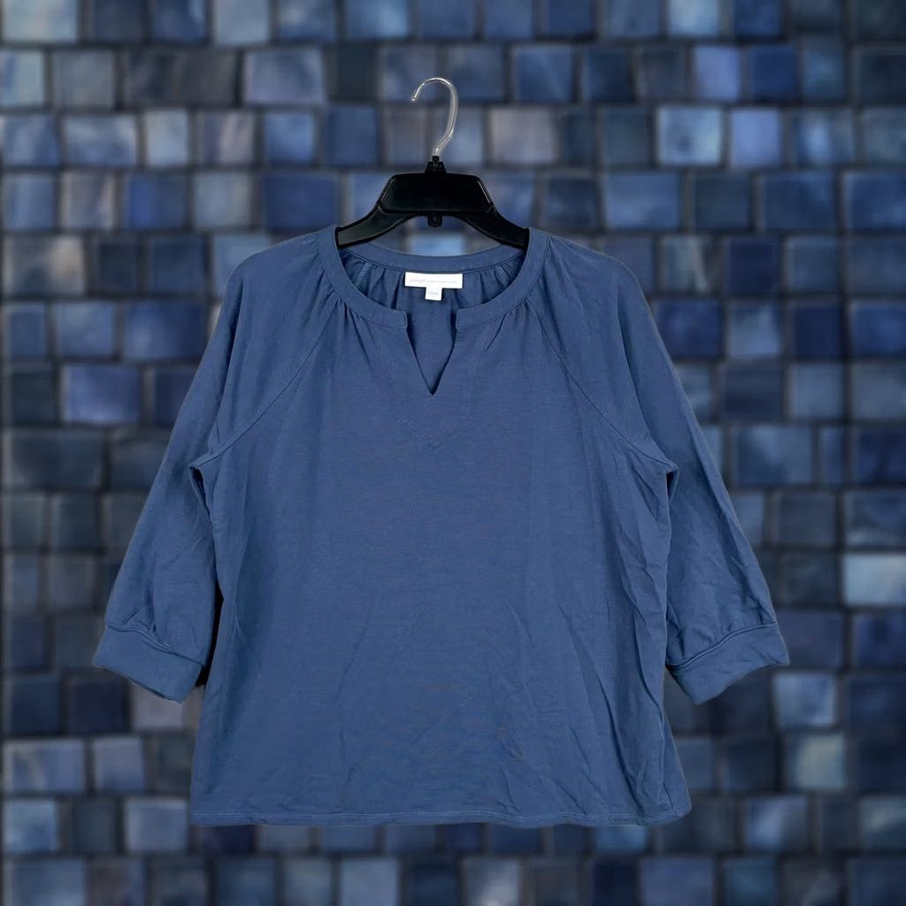 J. Jill Pure Jill French Terry Blue Womens Small Pullover Shirt - Casual - 3/4 Sleeve - Cotton Blend - Waist Size - 0.99 Size S / US 4 / IT 40 - 1 Thumbnail