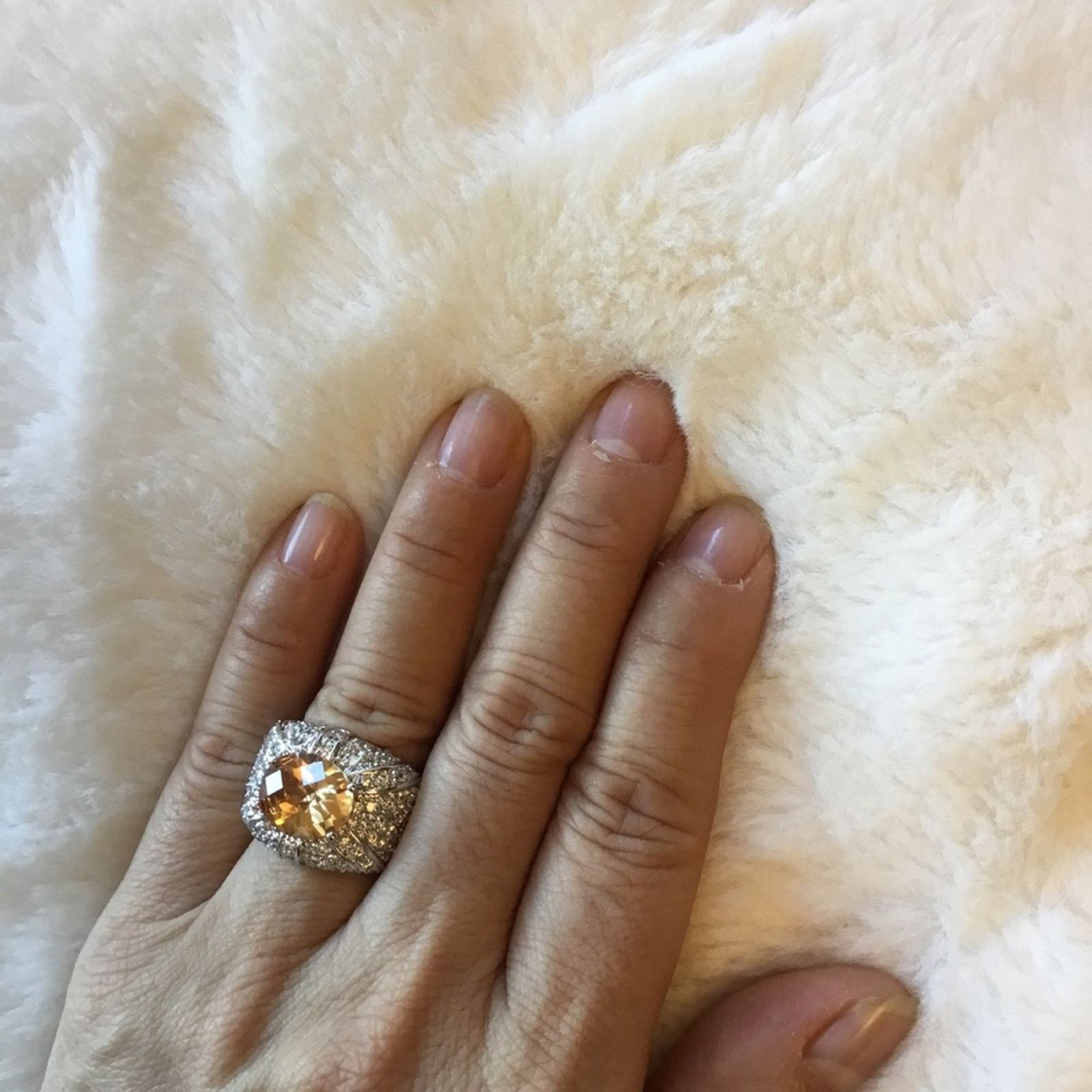 Other Sterling Silver Yellow Crystal Statement Ring Size ONE SIZE - 9 Thumbnail