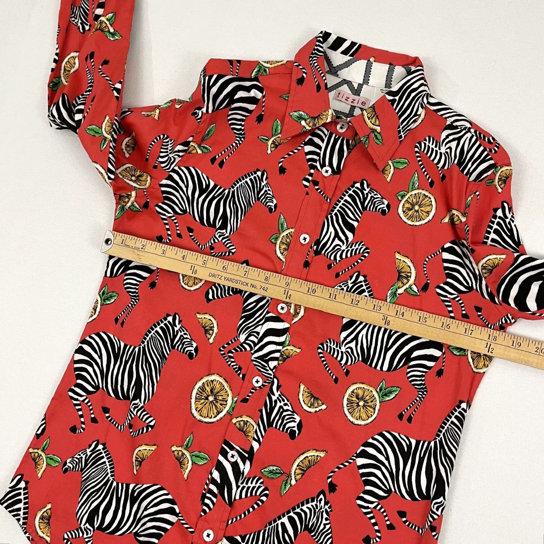 Vintage Tizzie Button Up Shirt Womens S Zebra Oranges Nature Cocquette Bold Flip Size S / US 4 / IT 40 - 4 Thumbnail