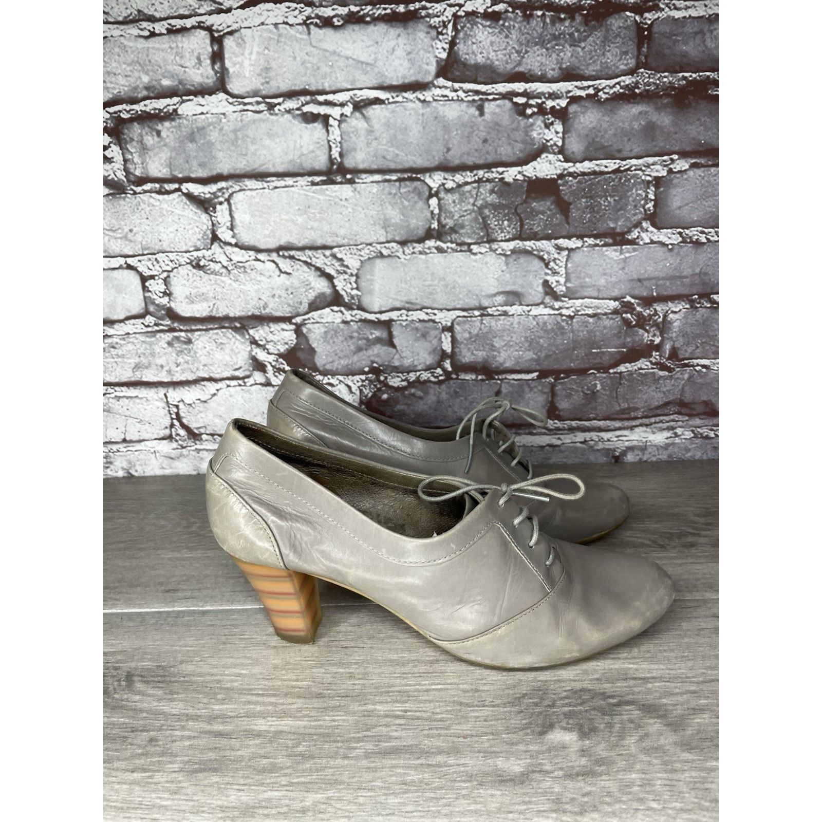 Camper Camper Gray Leather High Heel Lace Up Oxfords Shoes Women Sz Size US 7.5 / IT 37.5 - 7 Thumbnail
