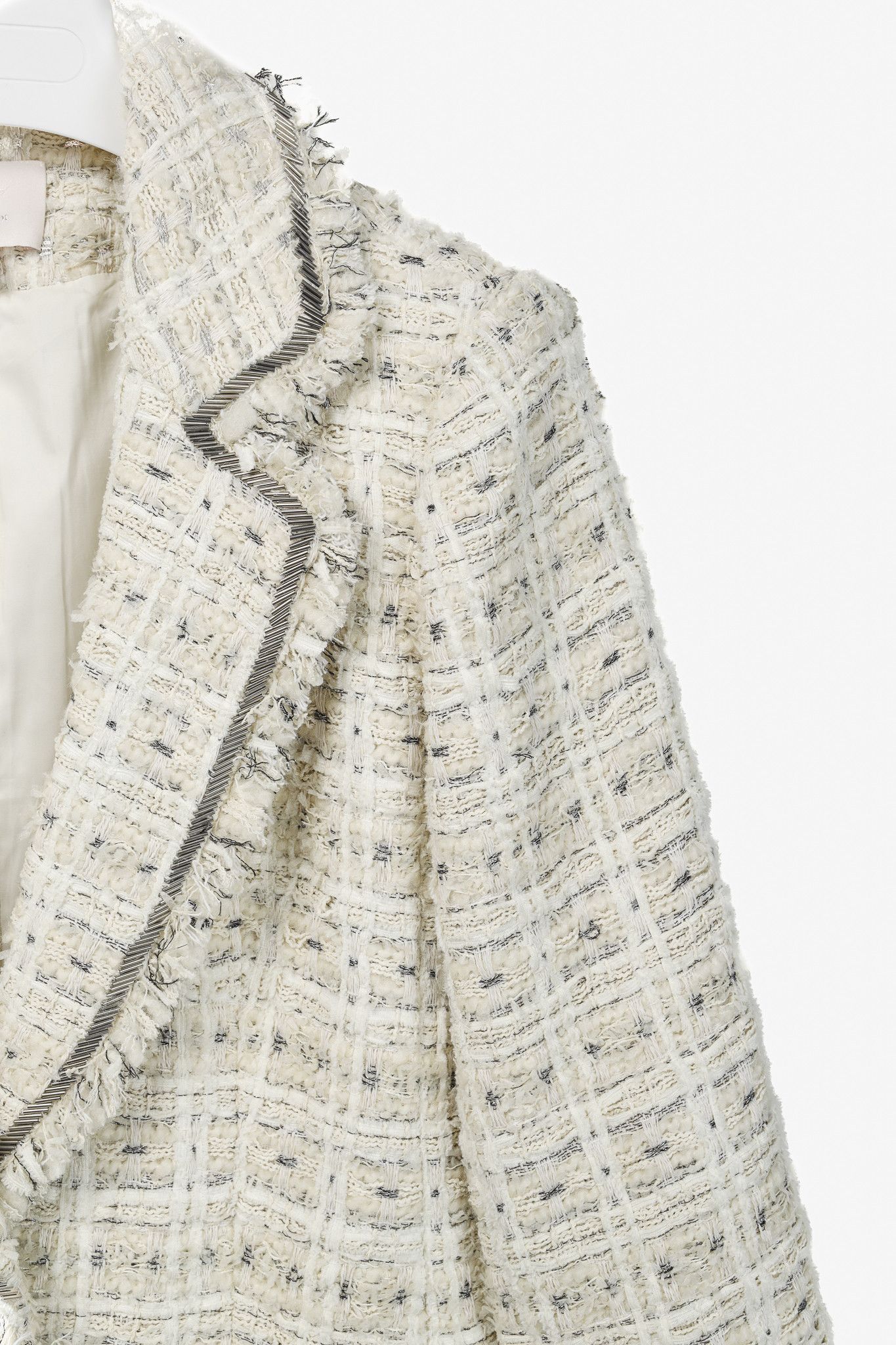 Cinq a Sept Cinq a Sept Maddie Ivory Metallic Beaded Tweed Blazer Size M / US 6-8 / IT 42-44 - 5 Thumbnail