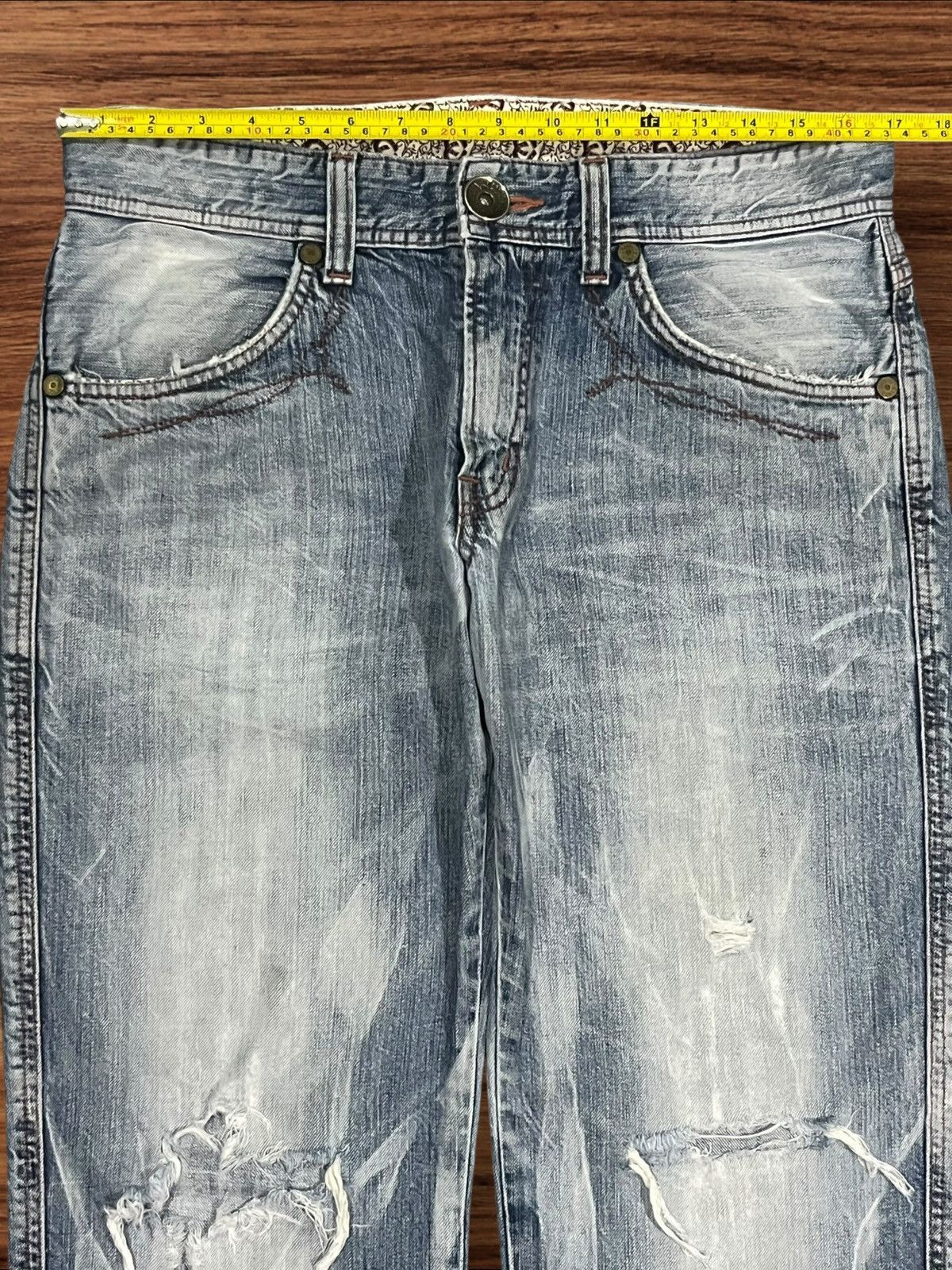 Edwin Vintage Japanese Brand Edwin Blue Way Distressed Loose Jeans Size US 32 / EU 48 - 14 Thumbnail