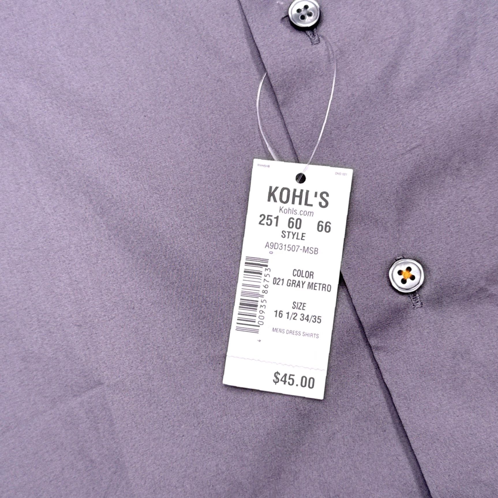 Vintage Apartment 9 Slim Fit Shirt Mens 16.5 34/35 Gray Stretch Button Up New Size US XL / EU 56 / 4 - 7 Thumbnail