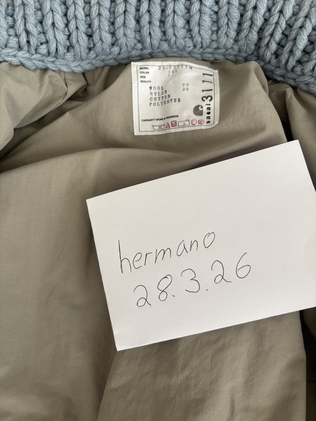 Carhartt × Sacai Carhartt x Sacai Knit Jacket Michigan Size US S / EU 44-46 / 1 - 6 Thumbnail