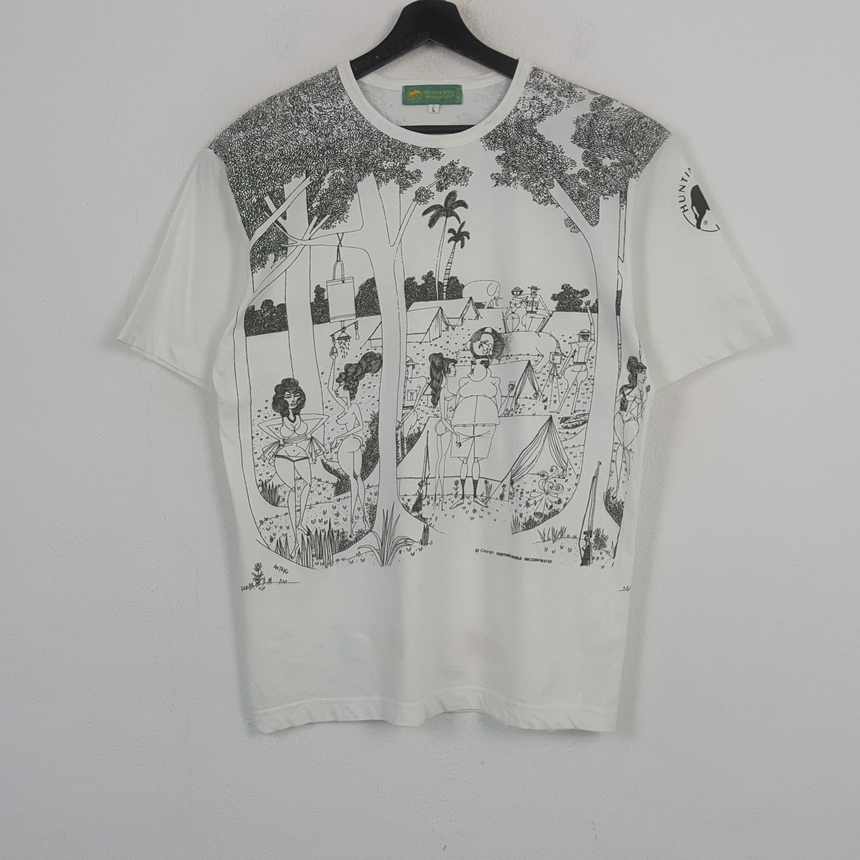 Vintage Hunting World Art Design Style Tshirt RR17 Size M / US 6-8 / IT 42-44 - 1 Thumbnail