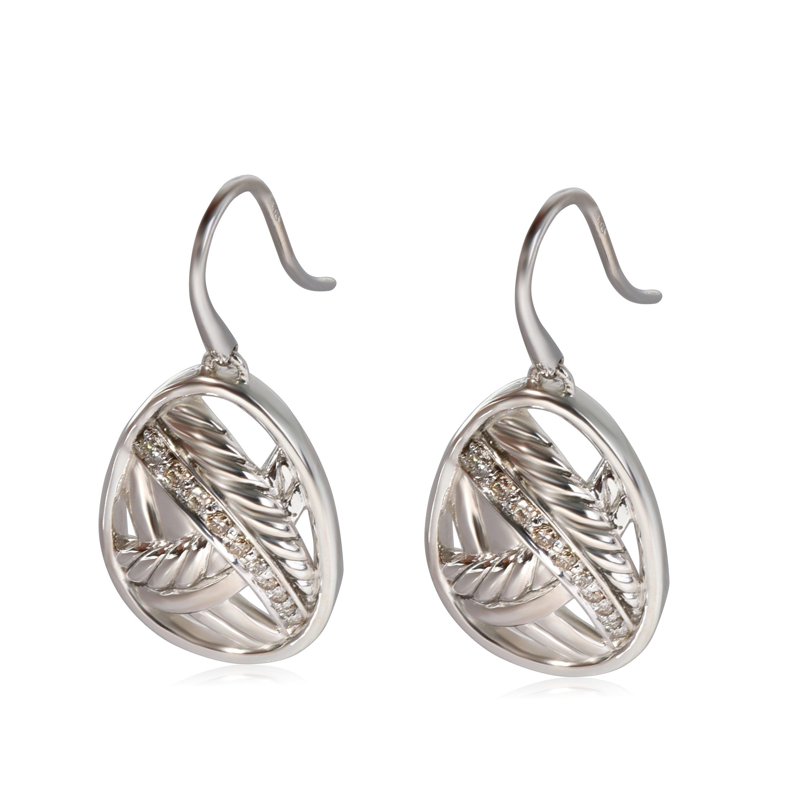 image of David Yurman Papyrus Diamond Fashion Earring In Sterling Silver 0.2 Ctw, Women's