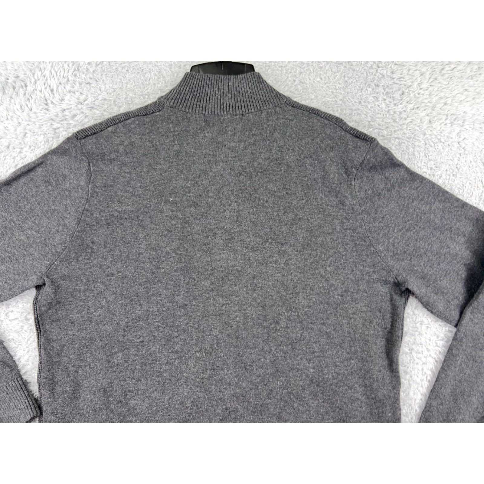Michael Kors Sweater Mens Large Gray 1/4 Zip Mock Neck 100% Cotton Golf Shirt