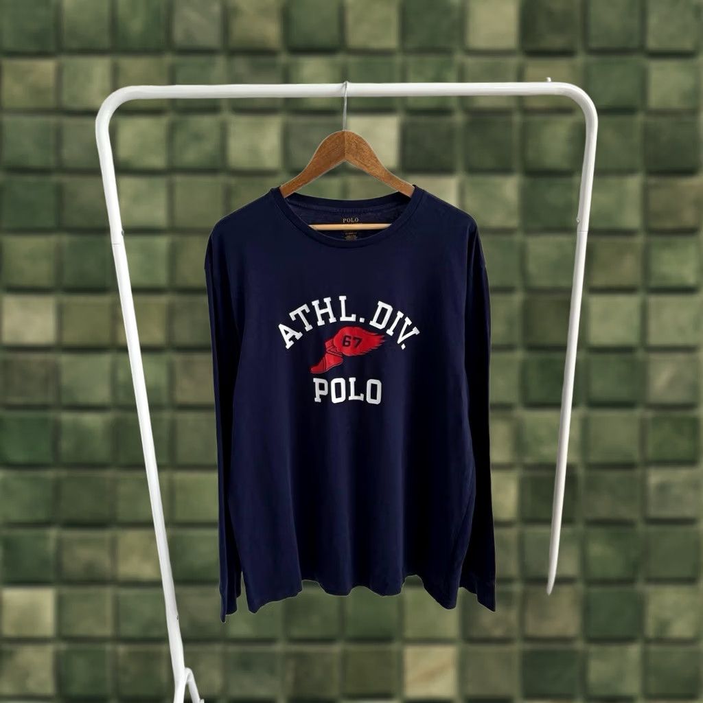 Polo Ralph Lauren VINTAGE Polo Ralph Lauren ATHL.DIV. POLO 67 Long Sleeve Blue Shirt L Men Size US L / EU 52-54 / 3 - 1 Thumbnail