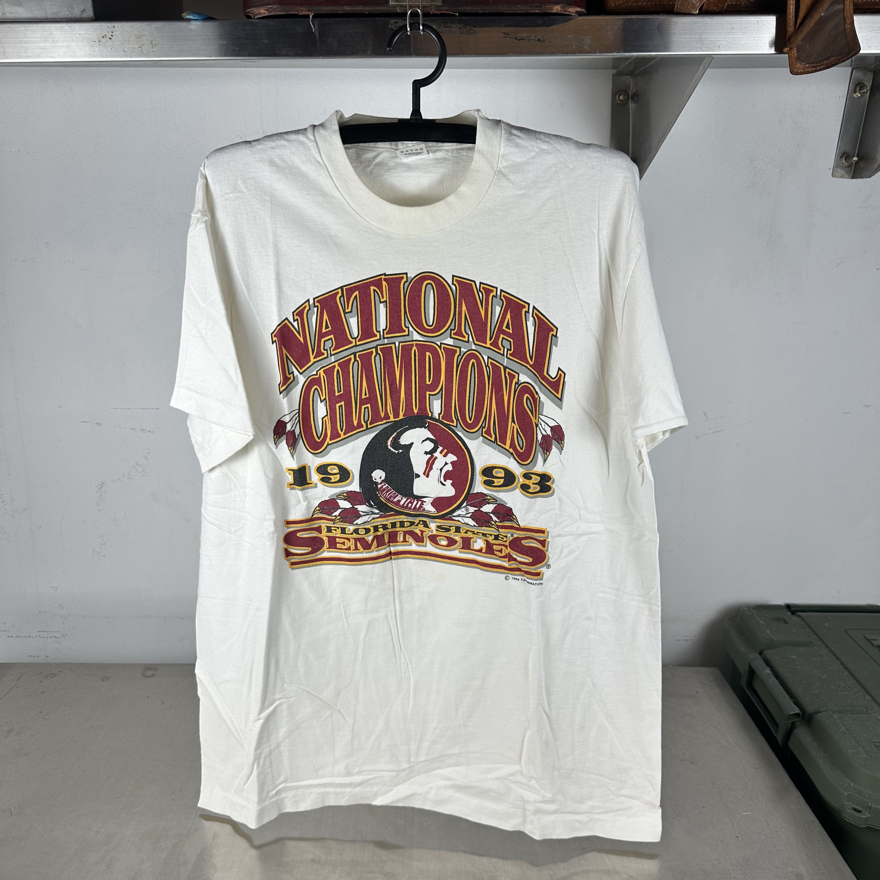 Vintage 1993 FSU Seminoles Football NCAA National Champions T-Shirt Size US XL / EU 56 / 4 - 1 Thumbnail